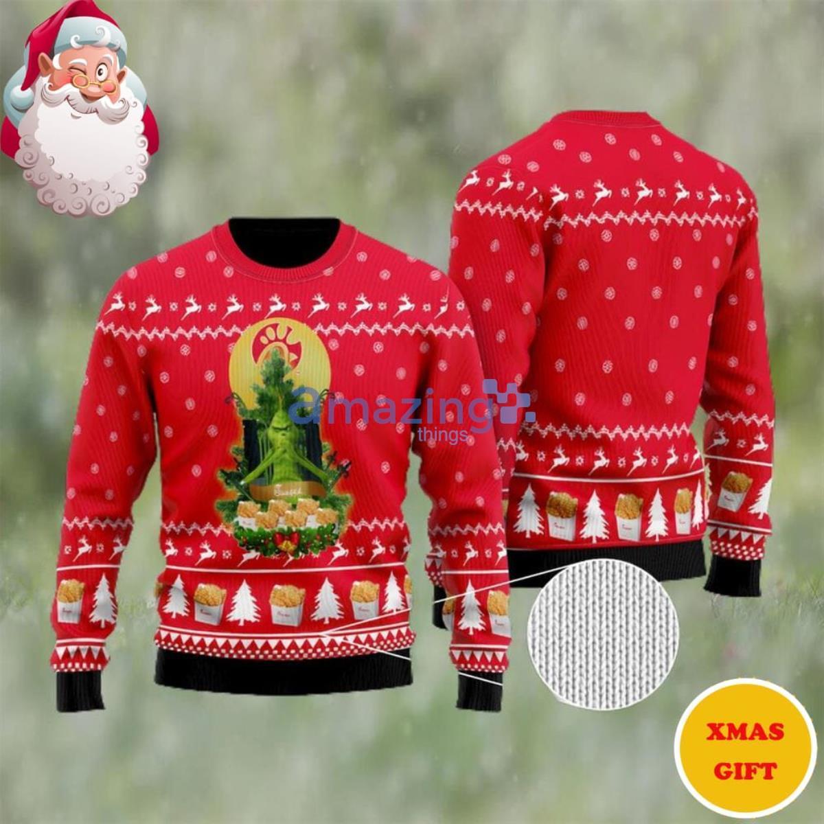 Chick Fil A Grinch Snow Christmas AOP Sweater Product Photo 1