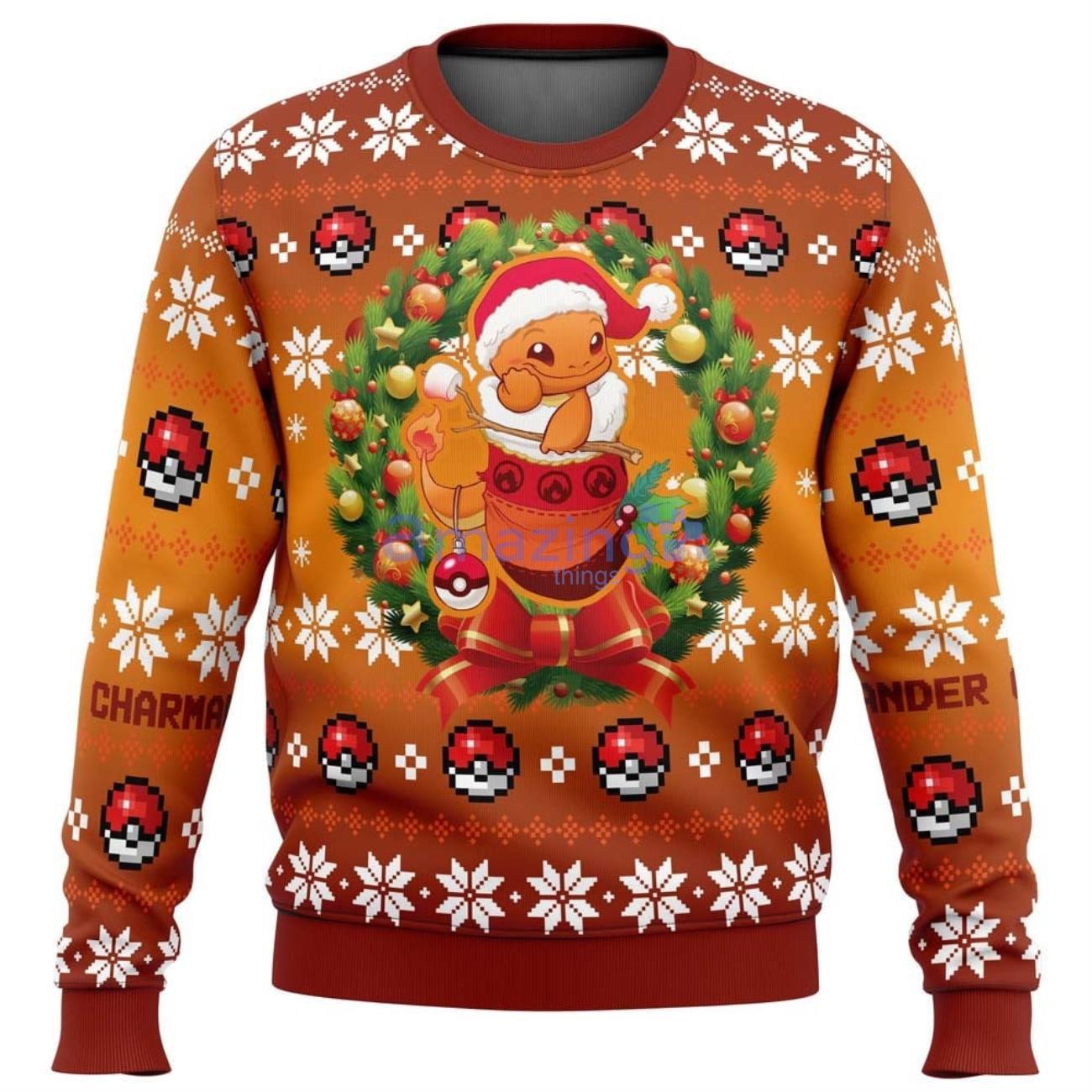 Christmas Charmander Pokemon Christmas Knitted Sweater Product Photo 1