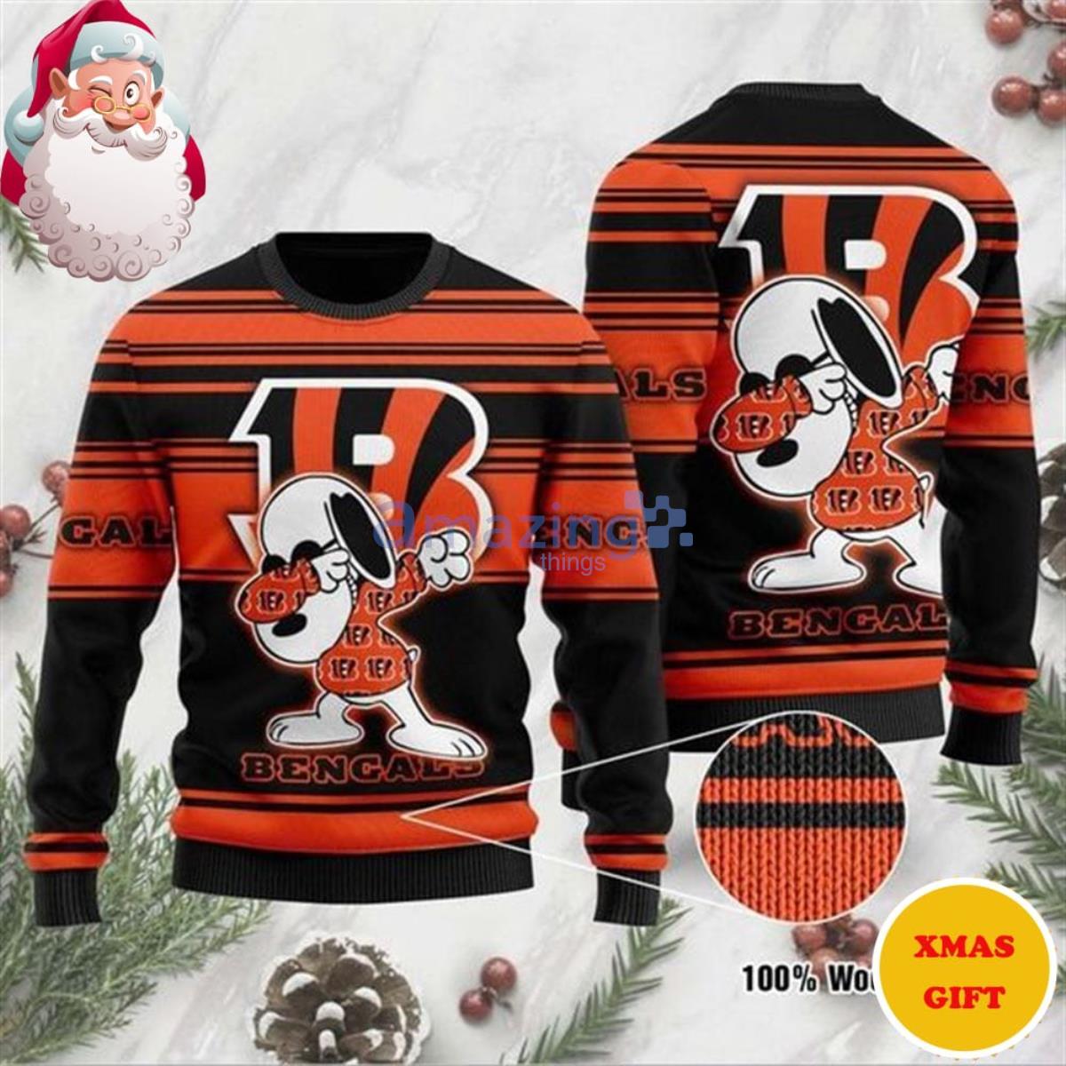 Cincinnati Bengals Dabbing Snoopy NFL Christmas AOP Sweater Product Photo 1 Cincinnati Bengals Dabbing Snoopy NFL Christmas AOP Sweater Product Photo 1