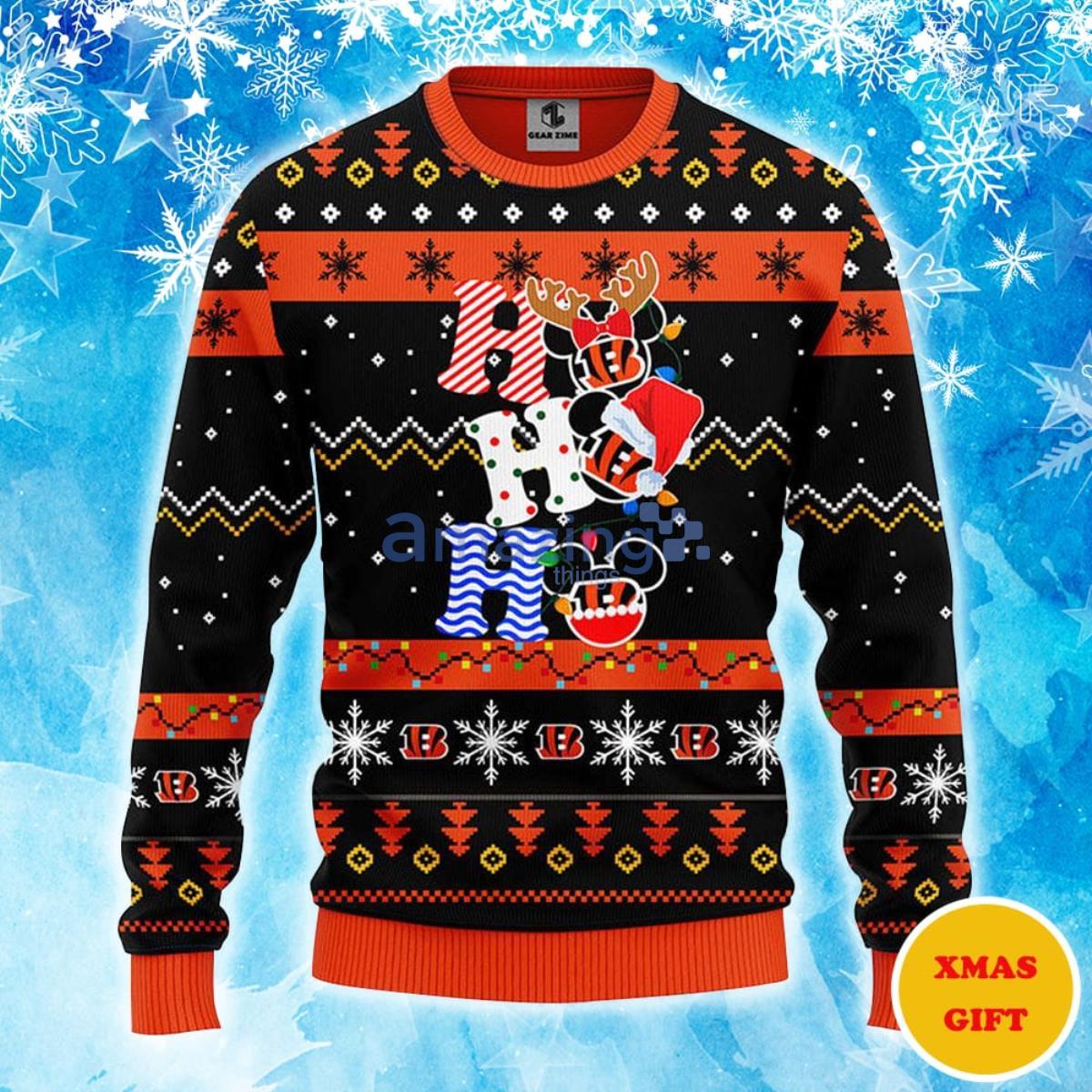 Cincinnati Bengals HoHoHo Mickey Christmas AOP Sweater Product Photo 1