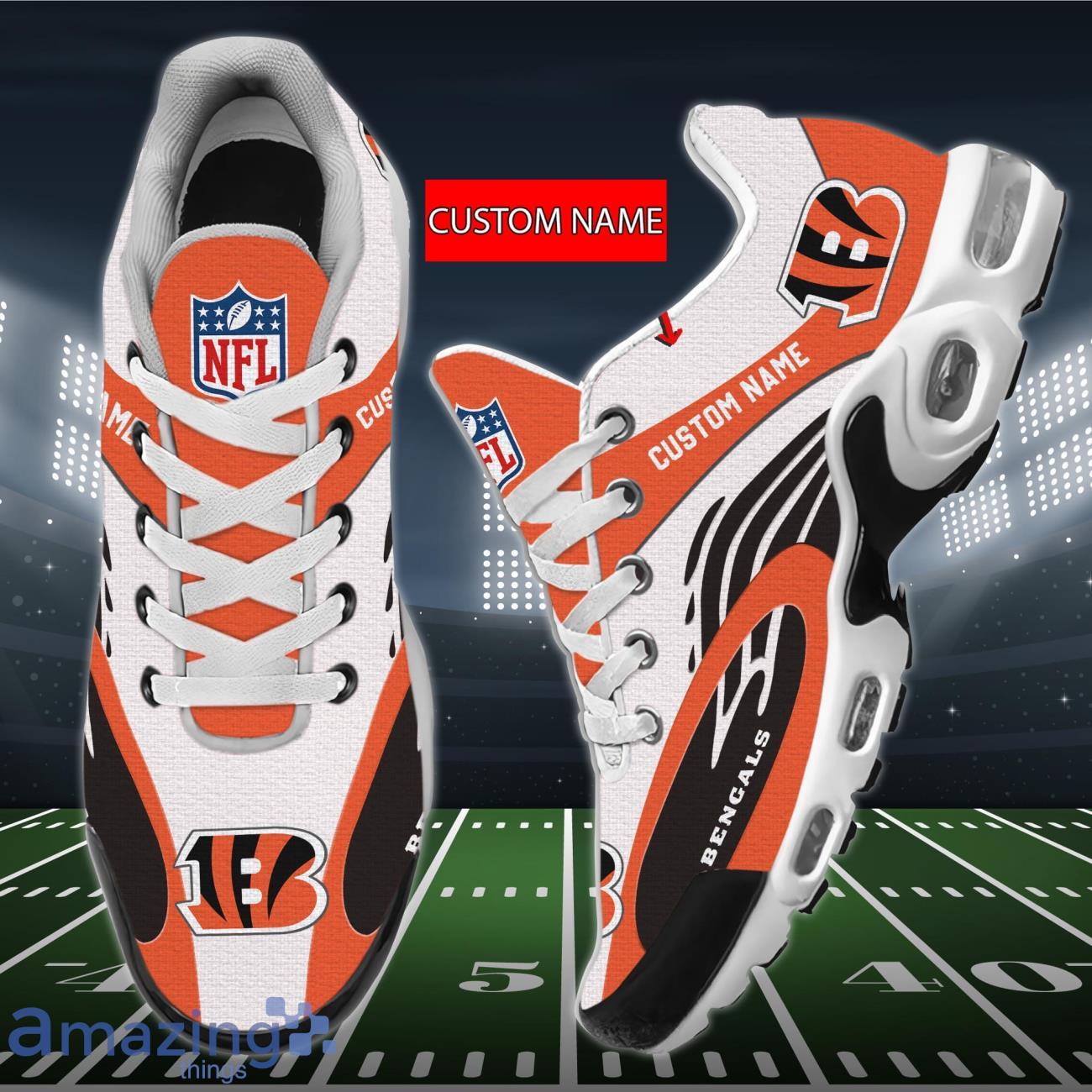 Custom Name Cincinnati Bengals NFL Logo Air Cushion Sports Shoes