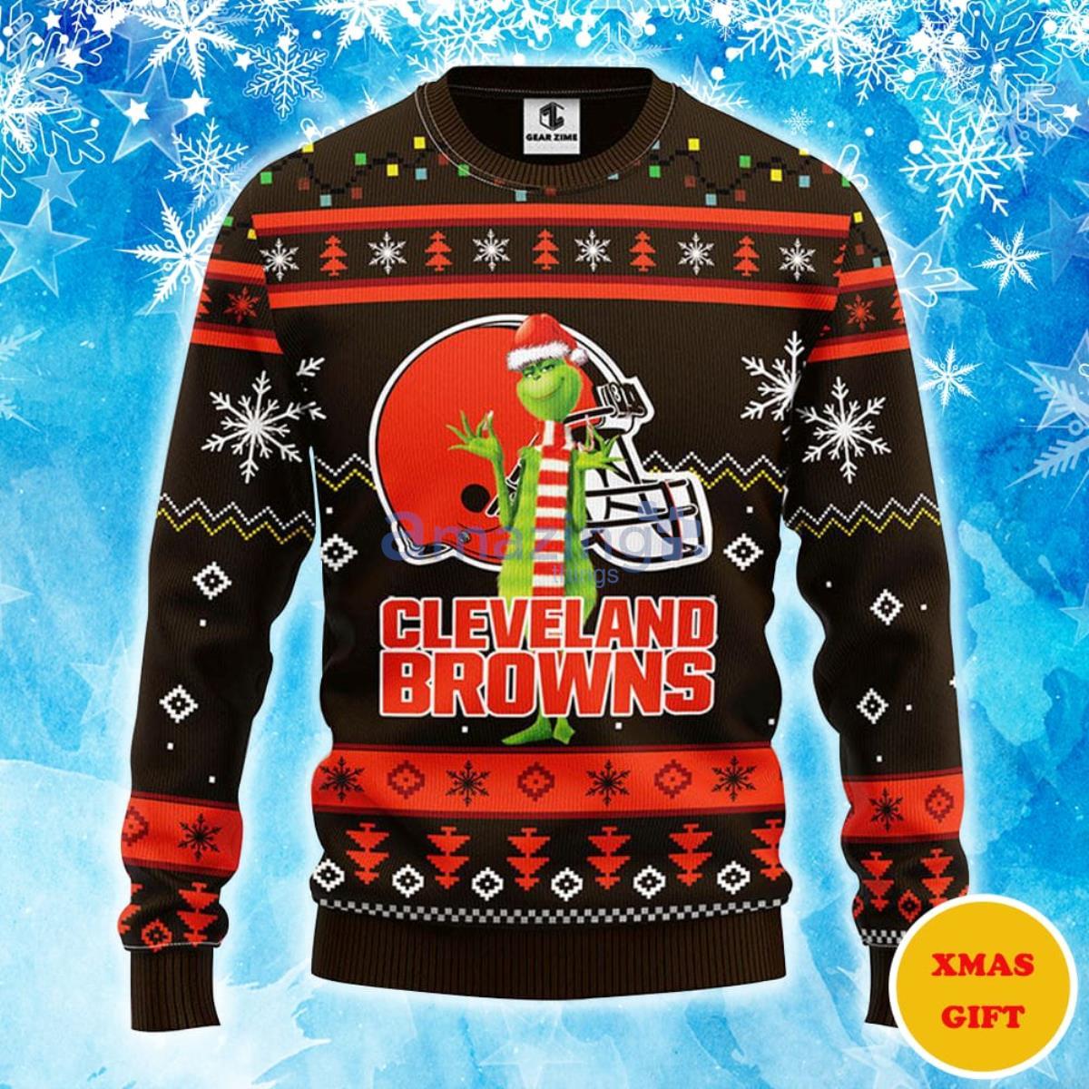 Cleveland Browns Funny Grinch Christmas AOP Sweater Product Photo 1 Cleveland Browns Funny Grinch Christmas AOP Sweater Product Photo 1