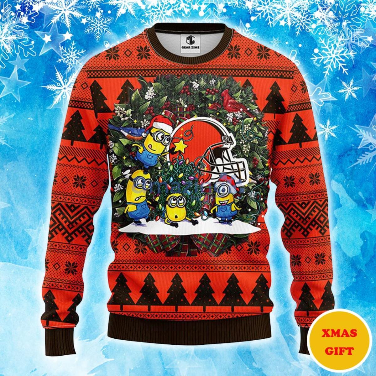 Cleveland Browns Minion Christmas AOP Sweater