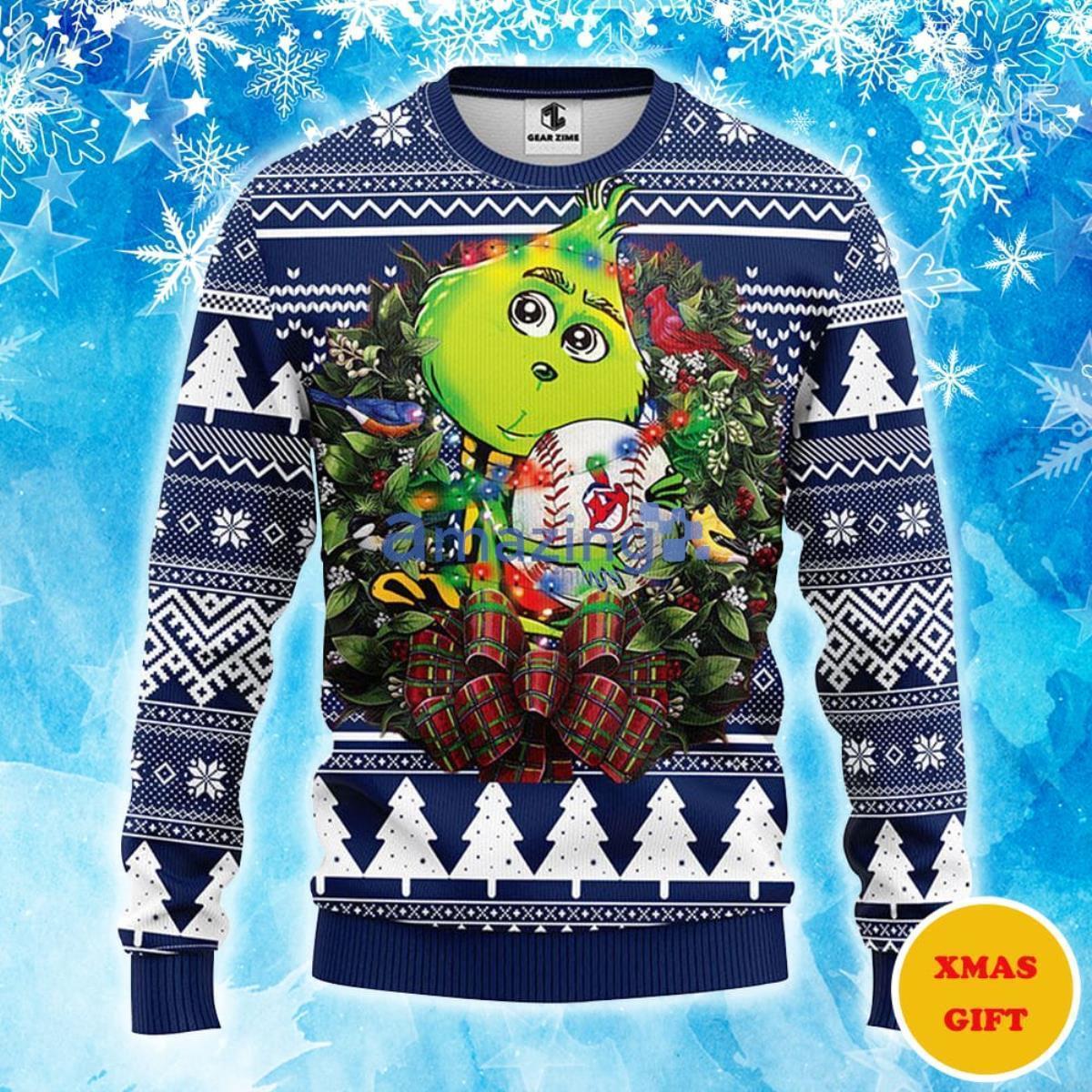 Cleveland Indians Grinch Hug Christmas AOP Sweater For Men Women Product Photo 1