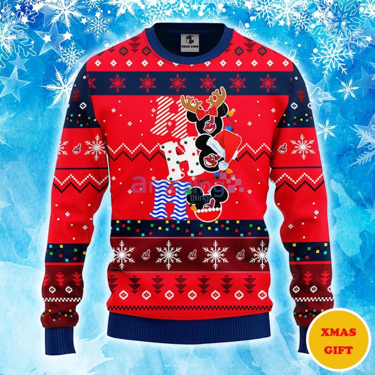 Cleveland Indians Hohoho Mickey Christmas AOP Sweater Product Photo 1