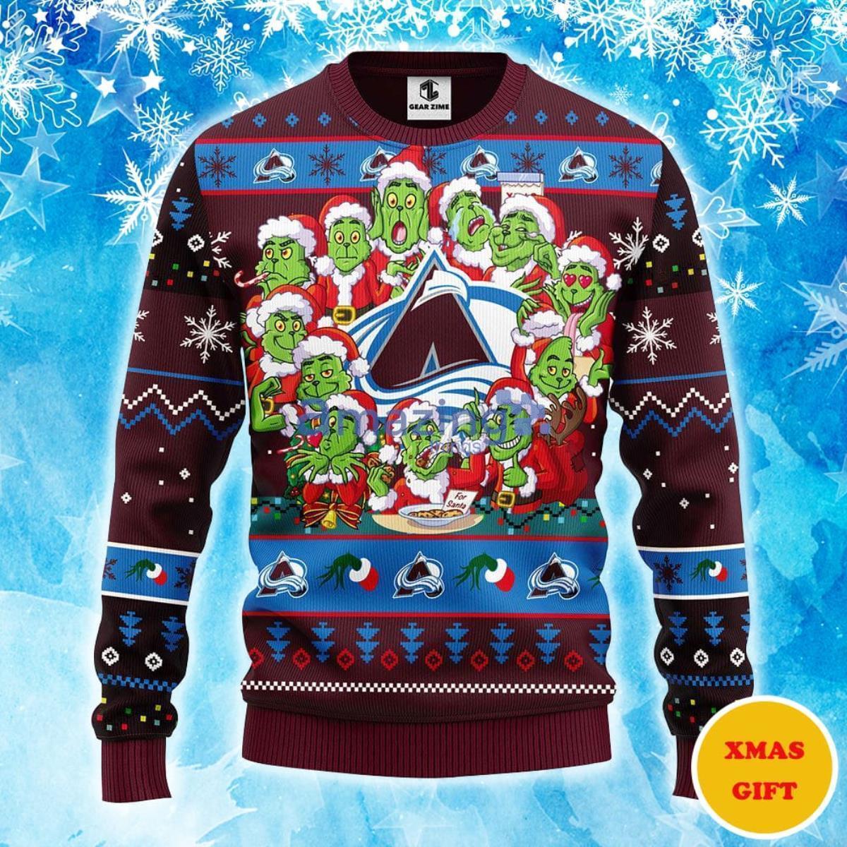 Colorado Avalanche 12 Grinch Xmas Day Christmas AOP Sweater For Men Women Product Photo 1