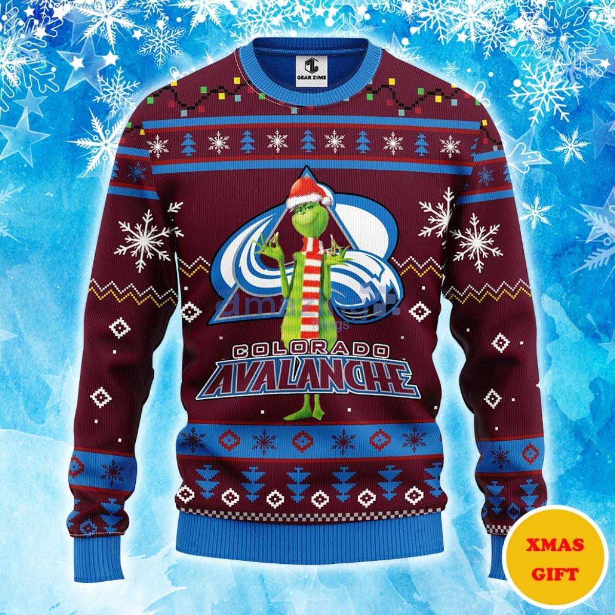 Colorado Avalanche Funny Grinch Christmas AOP Sweater Product Photo 1