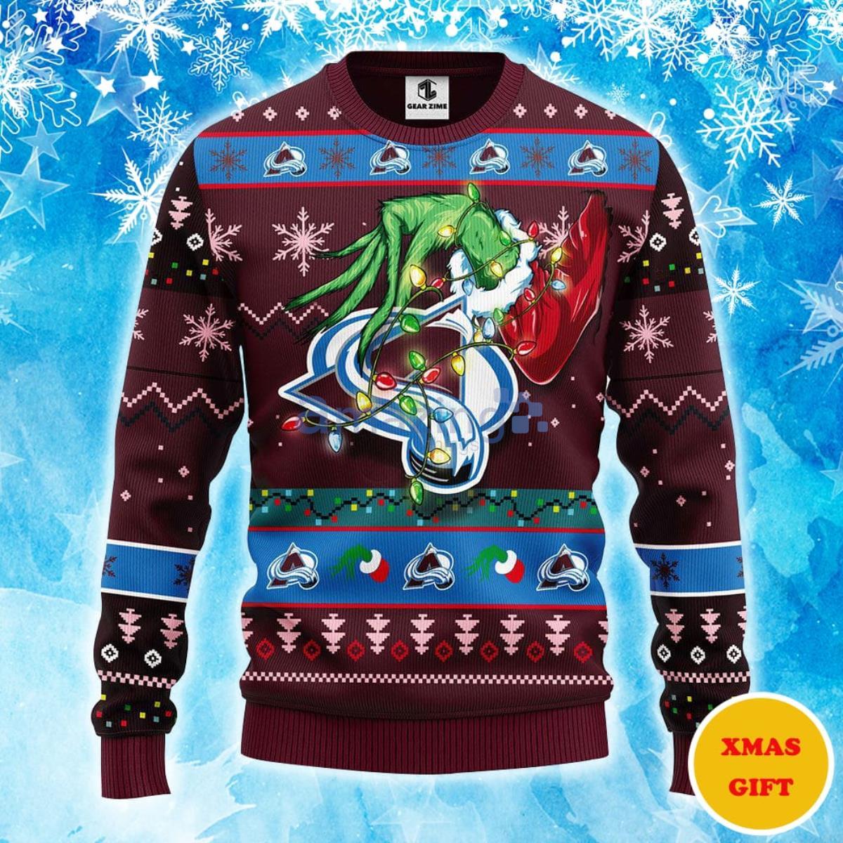Colorado Avalanche Grinch Christmas AOP Sweater Product Photo 1
