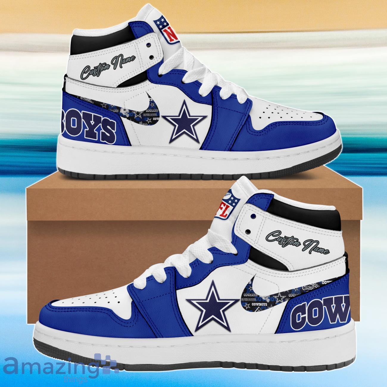 Dallas Cowboys Team Custom Name Air Jordan 13 Shoes For Fans