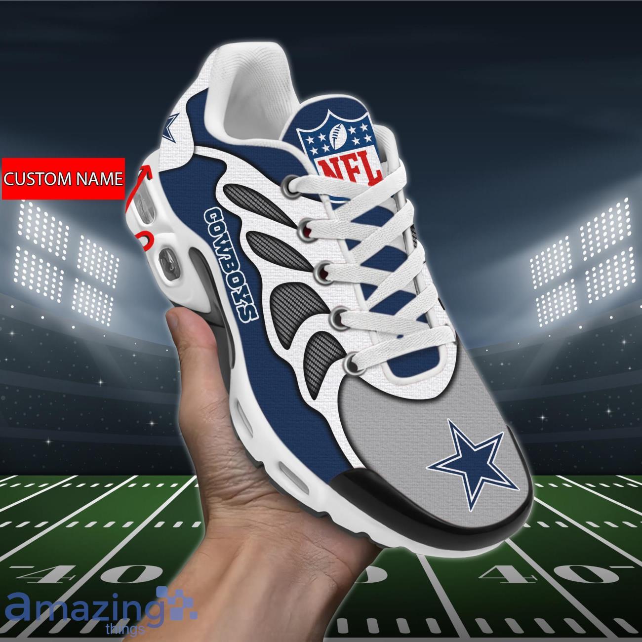 NFL Dallas Cowboys Custom Name Blue Grey Running Shoes - Ingenious