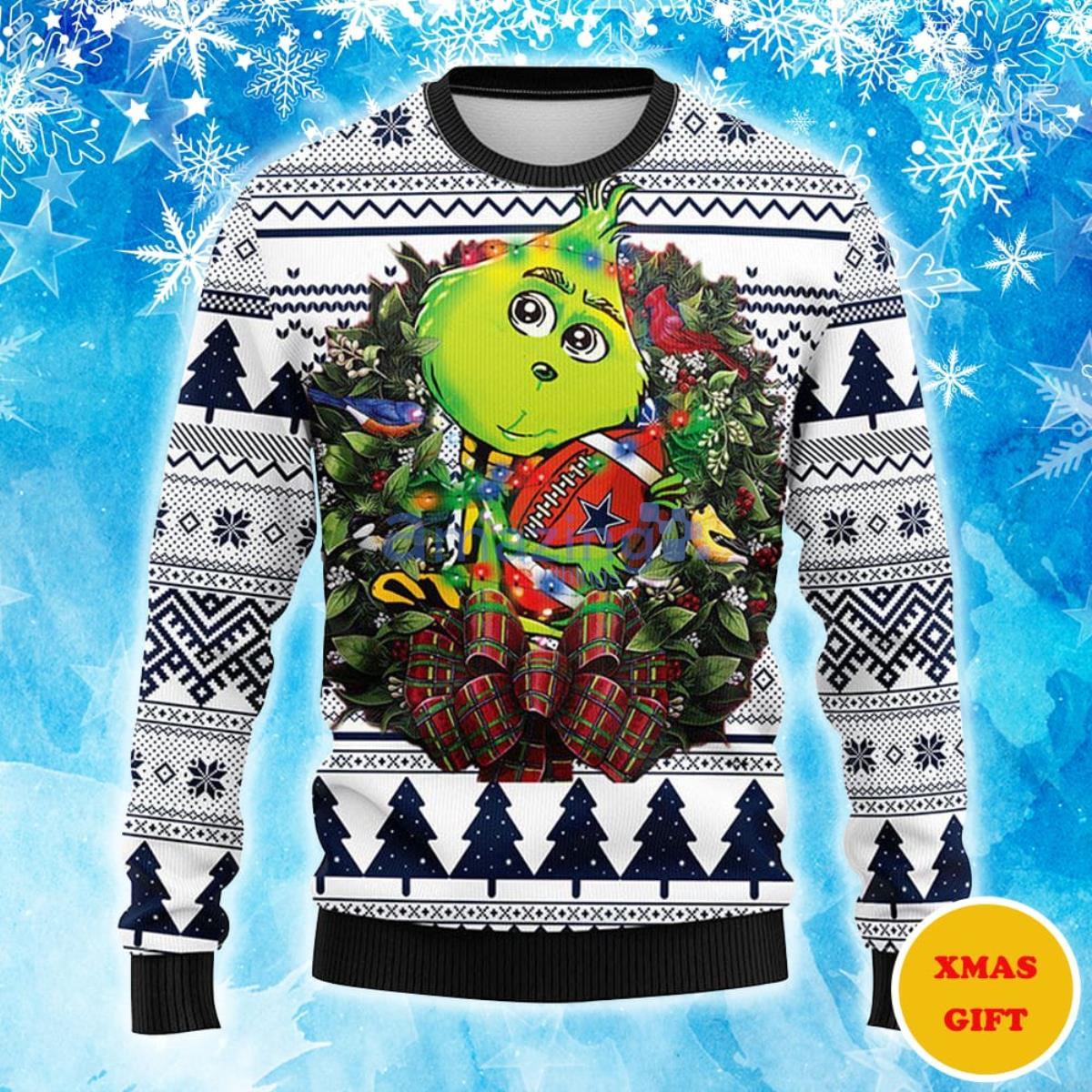 Grinch Dallas Cowboys Christmas AOP Sweater