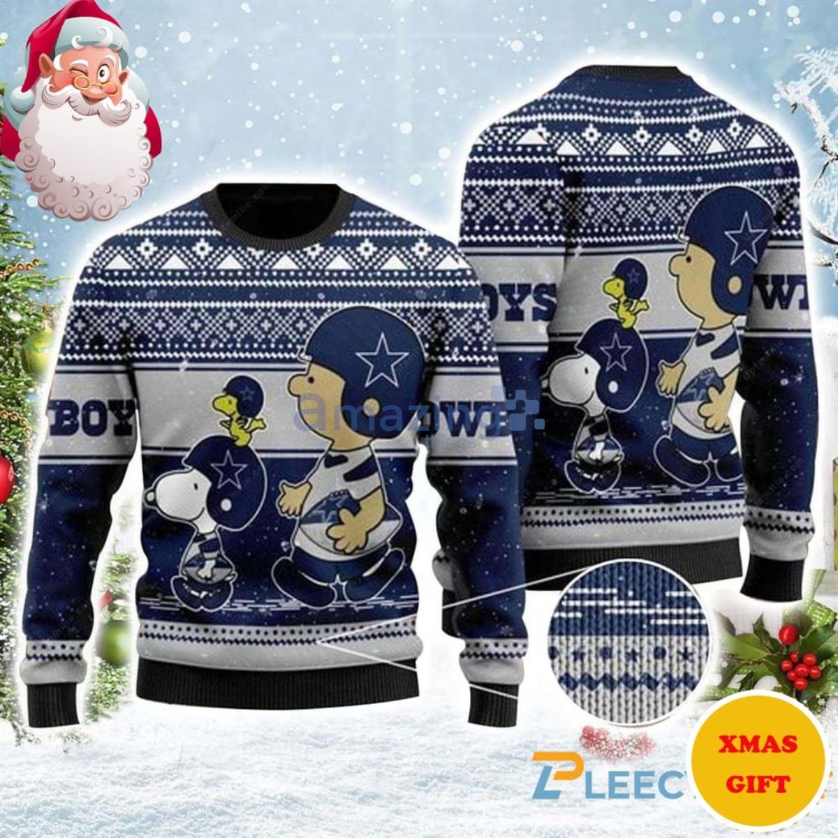 Dallas Cowboys Snoopy Charlie Brown Christmas AOP Sweater Product Photo 1