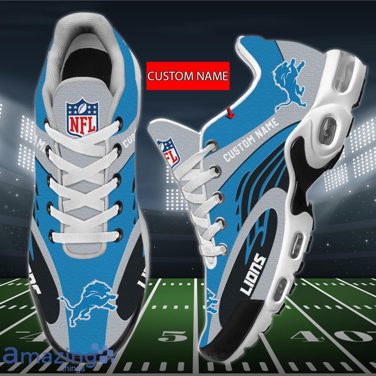 Detroit Lions NFL 3D Air Cushion Sports Shoes Custom Name Product Photo 1
