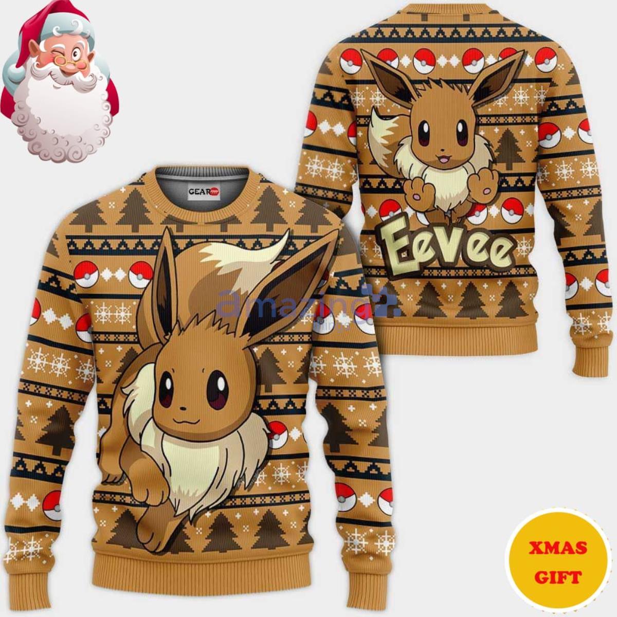 Eevee Anime Pokemon Christmas AOP Sweater Product Photo 1