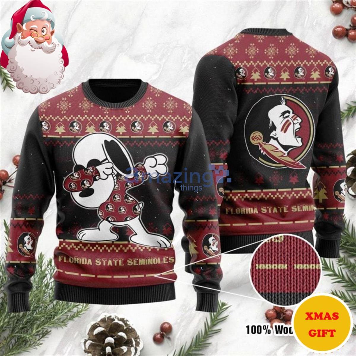 FSU Hoodie 3D Snoopy Dabbing Christmas Pattern FSU Gift