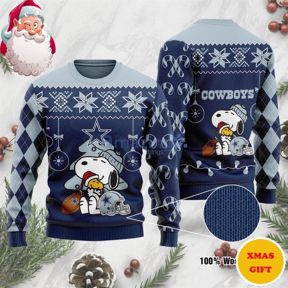 Funny Snoopy And Woodstock Dallas Cowboys Christmas AOP Sweater