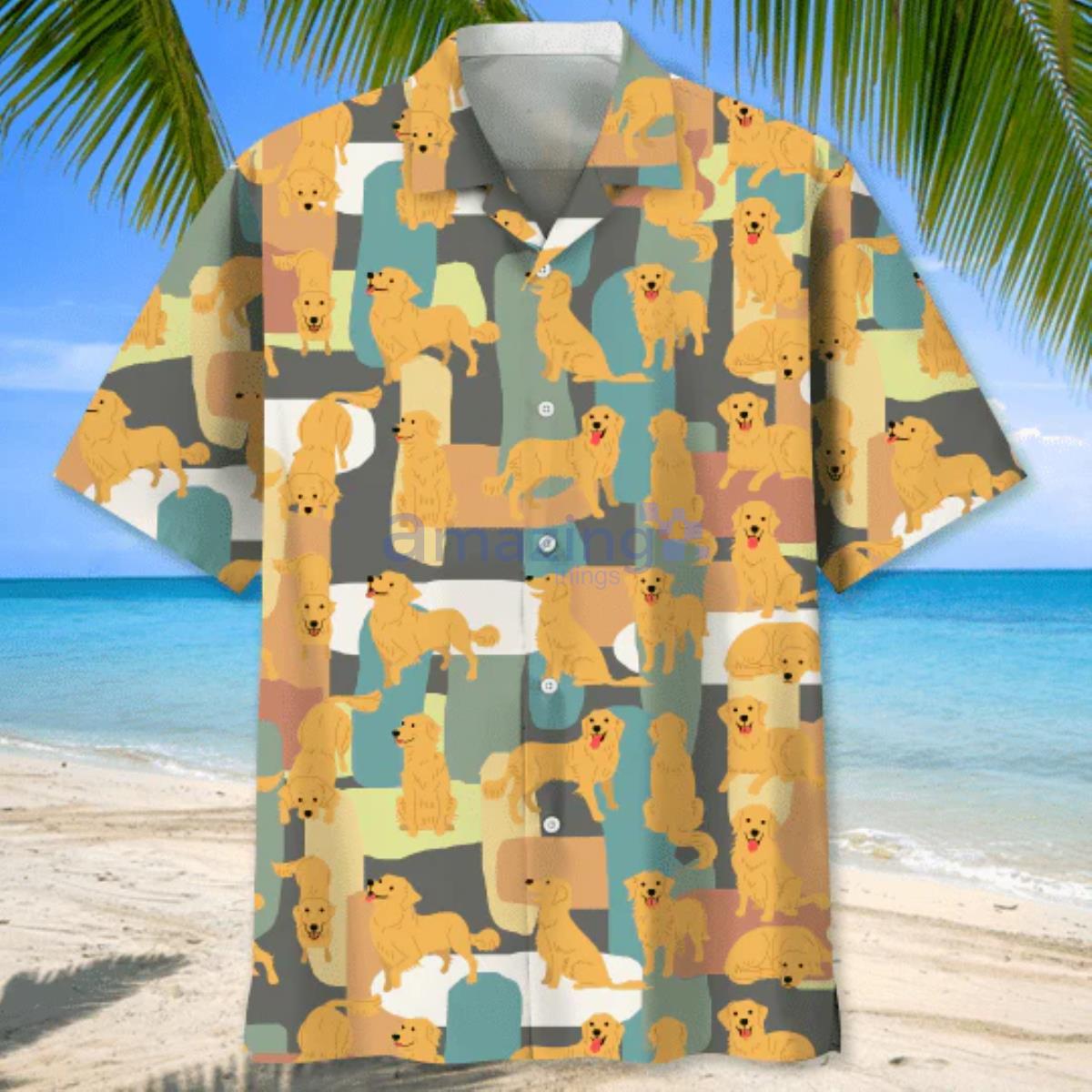 Golden Retriever Pattern For Dog Lover Hawaiian Shirt Product Photo 1