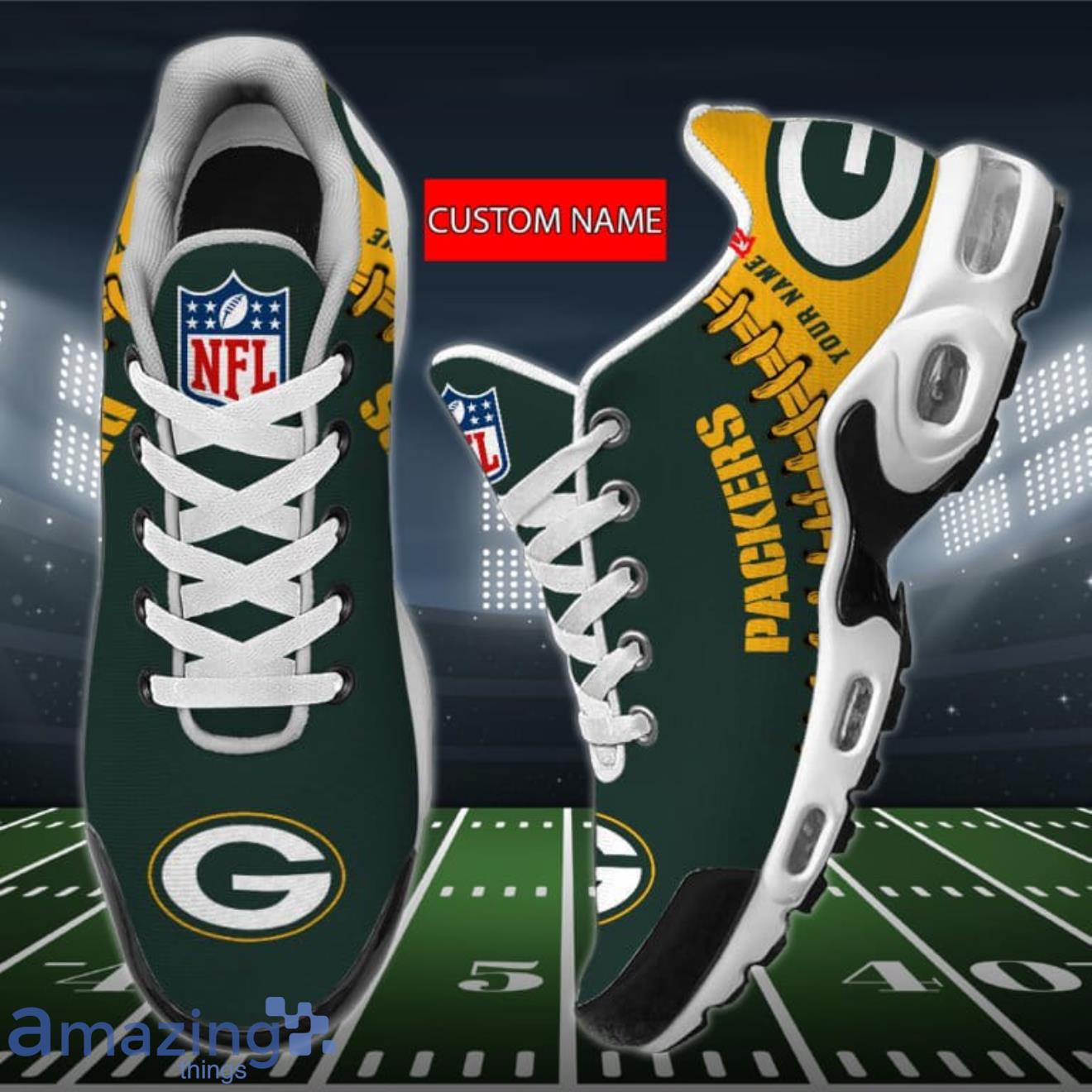 Custom Name Green Bay Packers New Logo Air Cushion Sports Shoes Men Women -  Banantees