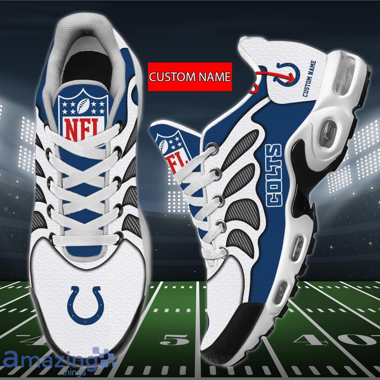 Indianapolis Colts 3D Air Cushion Sports Shoes Custom Name For Fans NFL Product Photo 1 Indianapolis Colts 3D Air Cushion Sports Shoes Custom Name For Fans NFL Product Photo 1