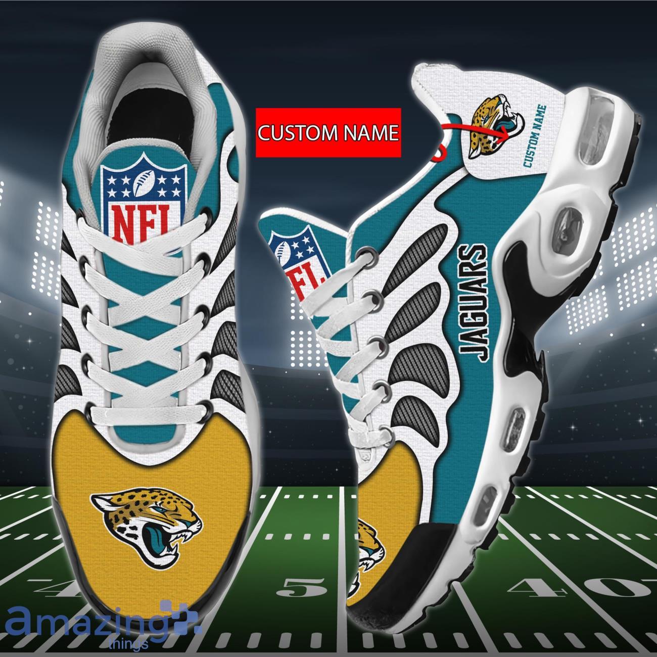 Jacksonville Jaguars 3D Air Cushion Sports Shoes Custom Name For Fans NFL Product Photo 1