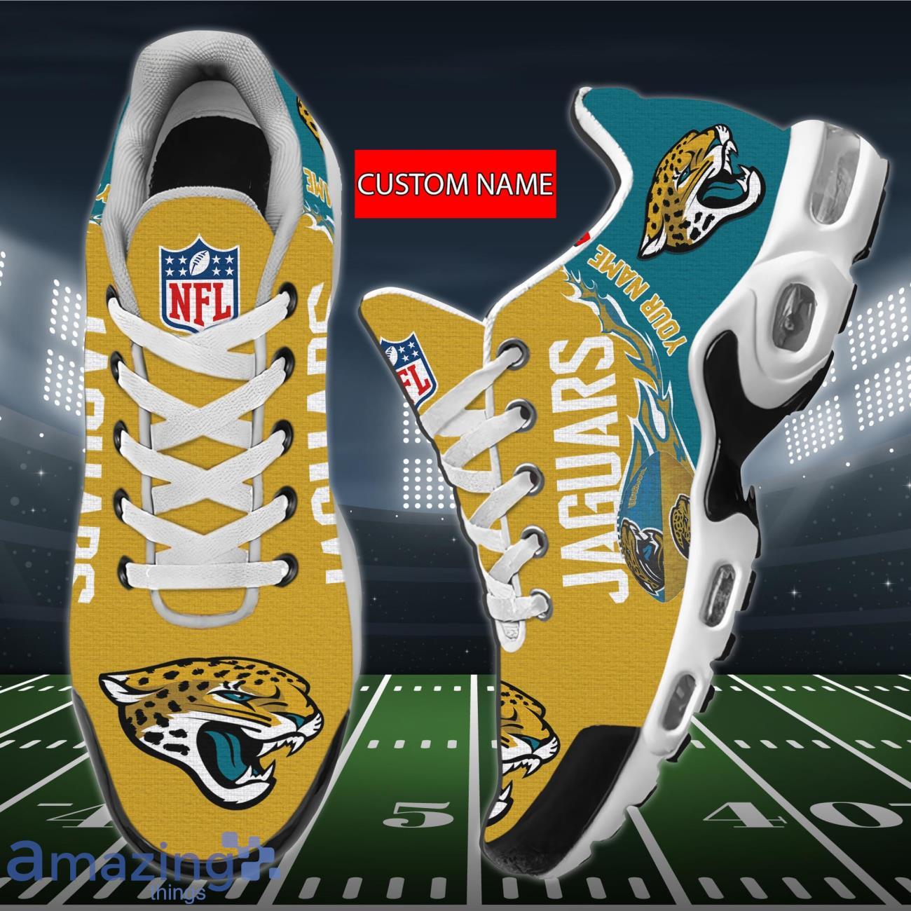 Jacksonville Jaguars Premium NFL Team Sneakers Custom Name Air Cushion Shoes  For Fans - Banantees