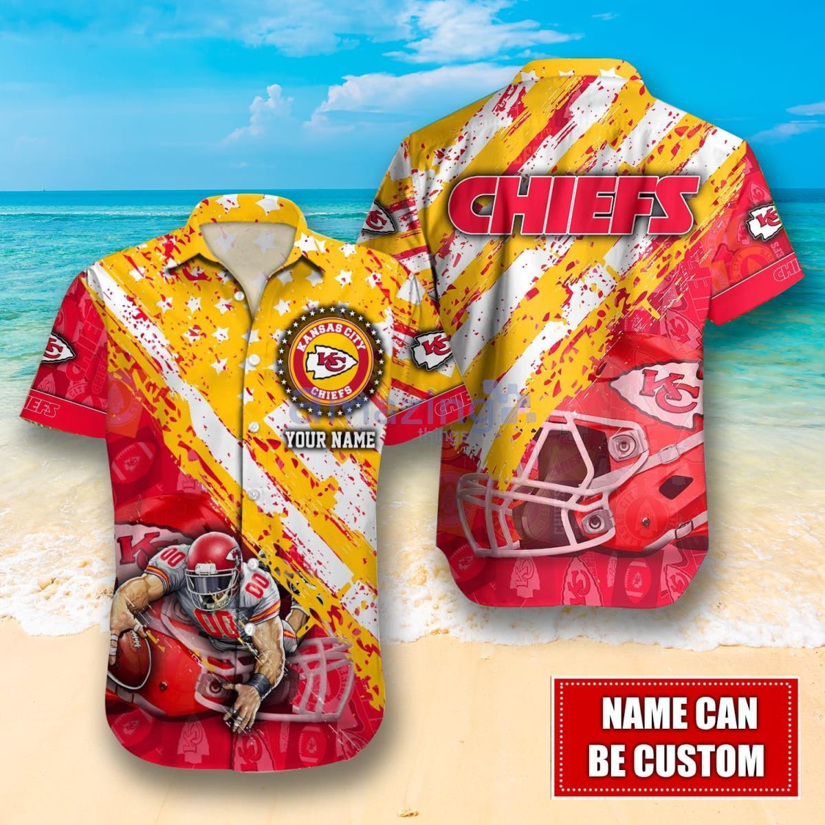 Nfl Hawaiian Shirt Kansas City Chiefs Shorts Star Custom Name Number-1