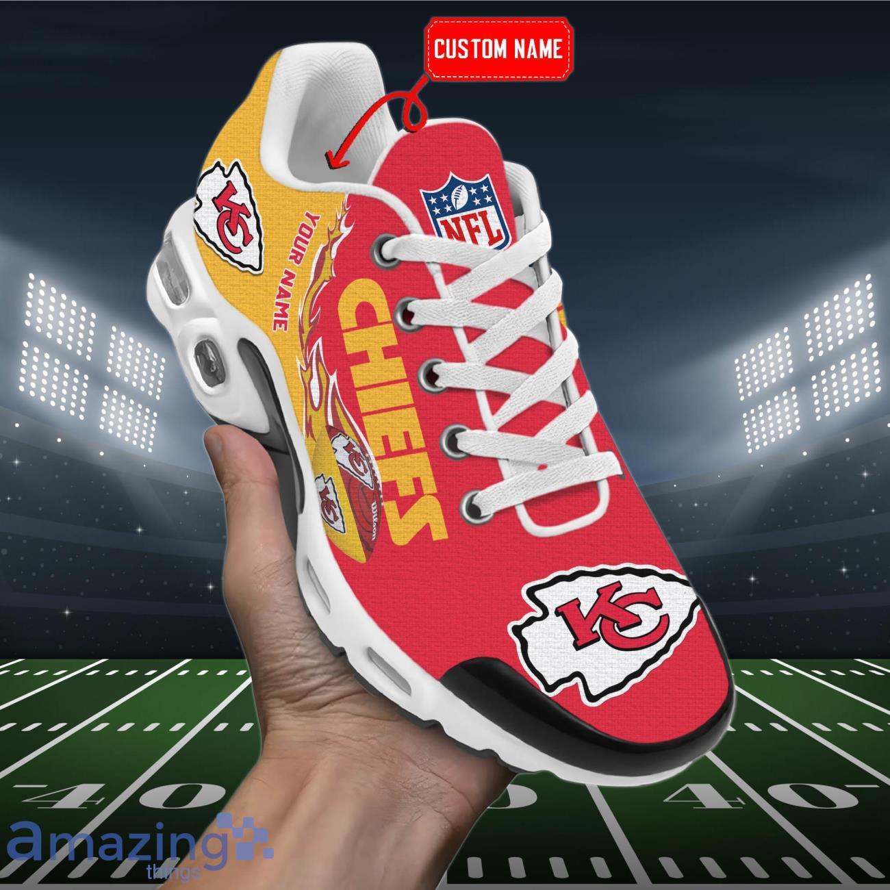 Custom Name Kansas City Chiefs Logo Air Cushion Sports Shoes