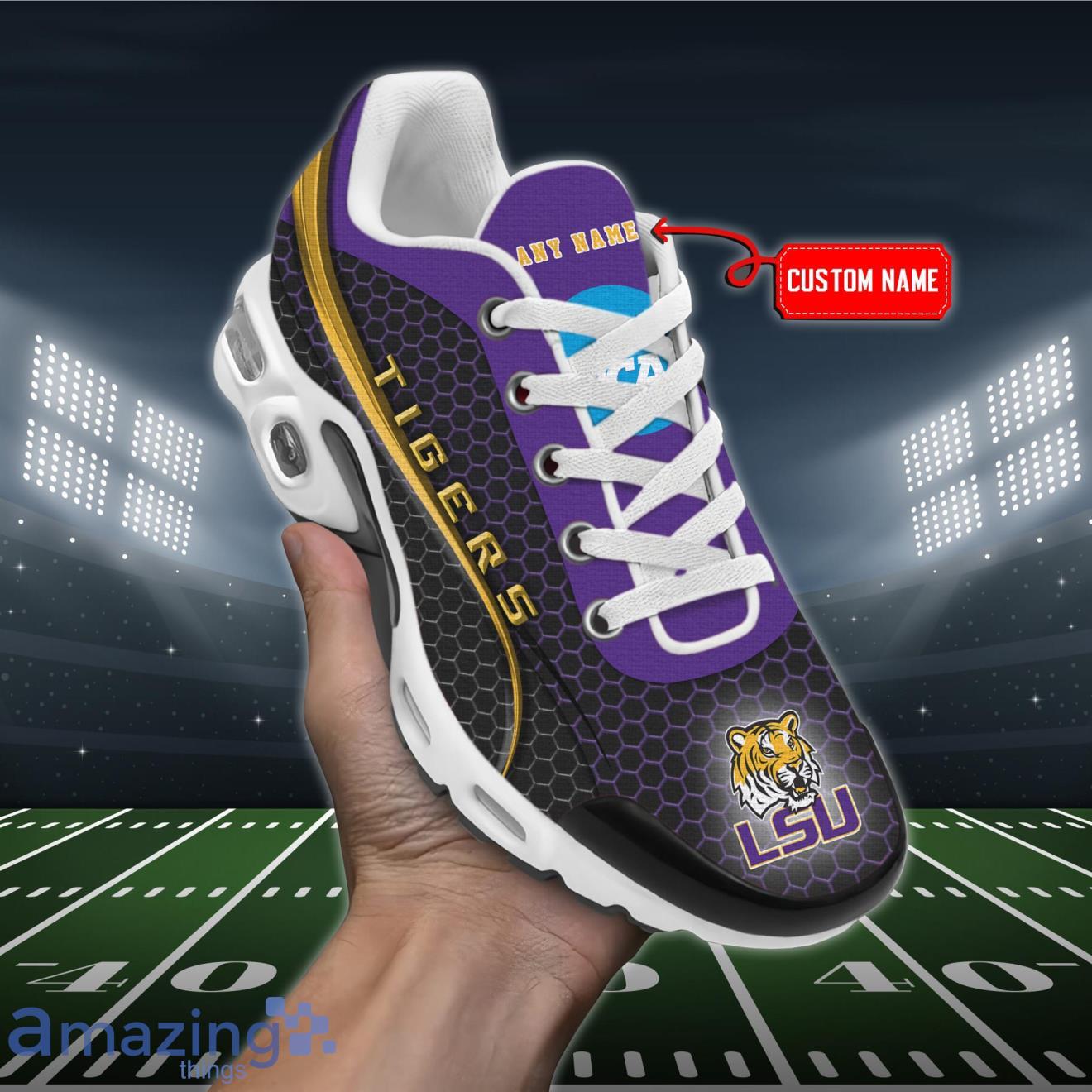 LSU Tigers NCAA Premium Air Cushion Sport Shoes Custom Name Product Photo 1