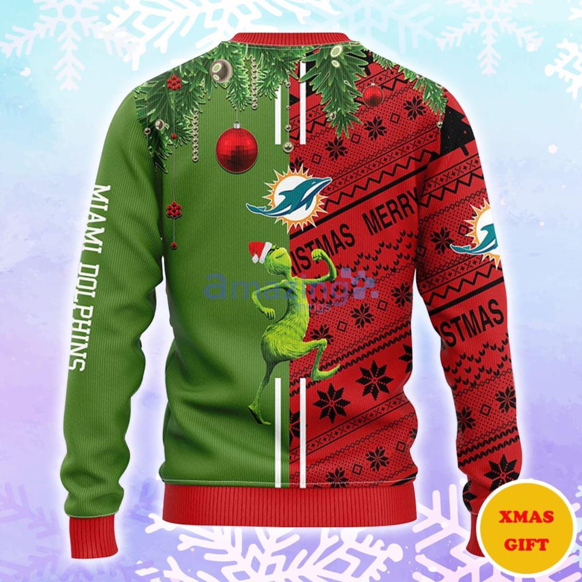 Miami Dolphins Grinch Christmas AOP Sweater