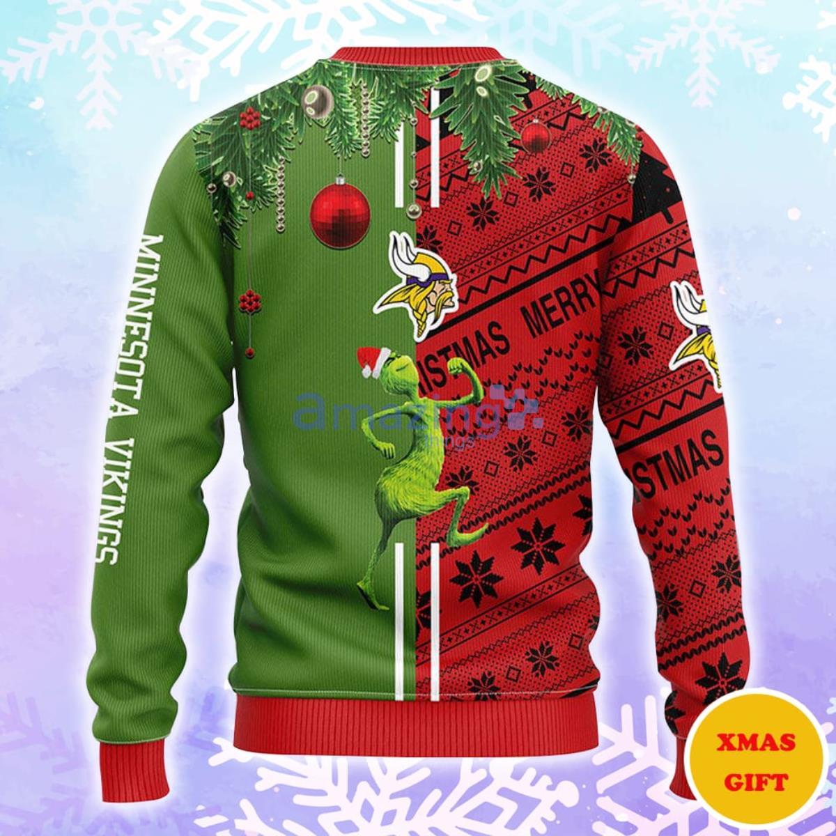 Minnesota Vikings Grinch & Scooby Doo Christmas AOP Sweater image Minnesota Vikings Grinch & Scooby-Doo Christmas AOP Sweater Product Photo 2