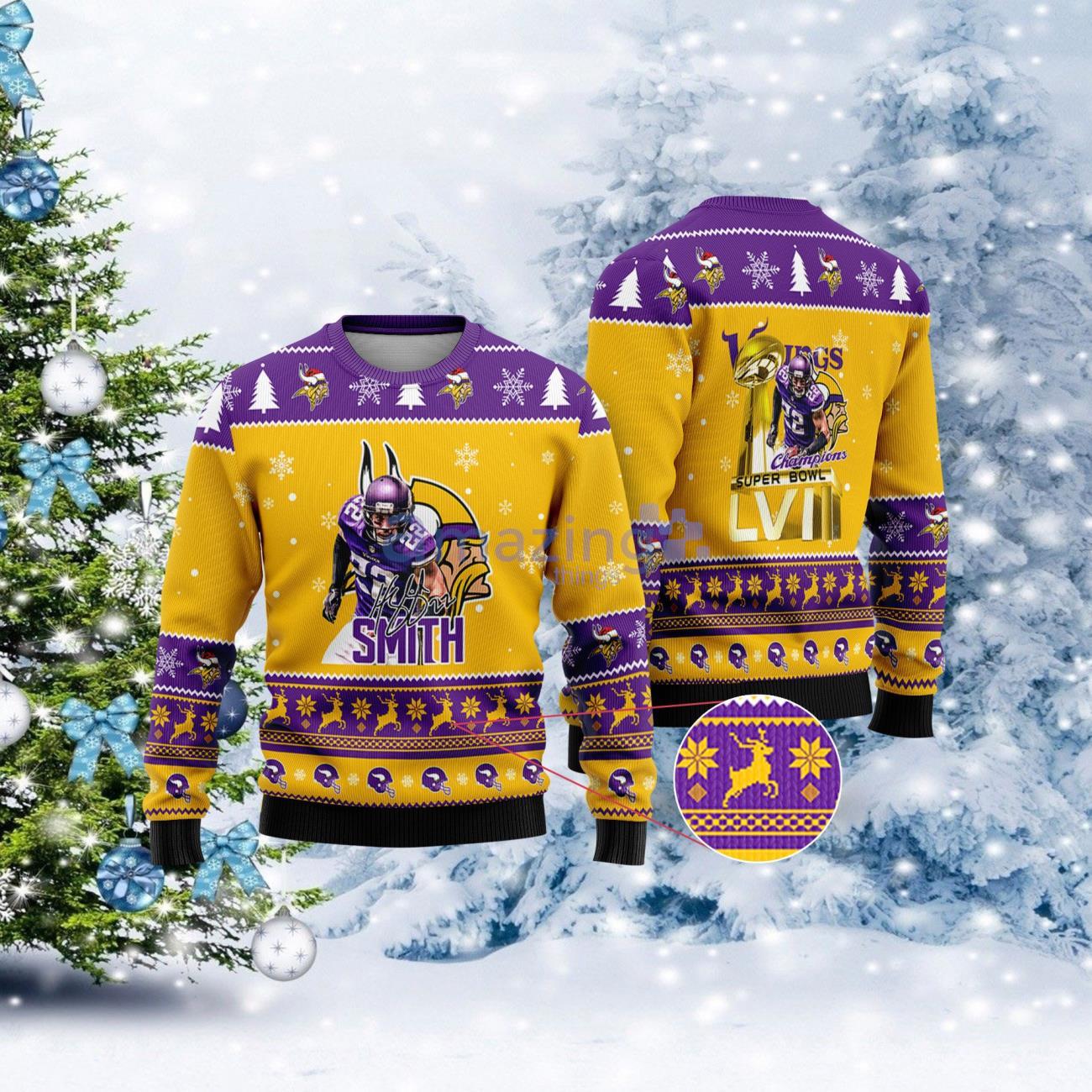 Minnesota Vikings - Harrison Smith Super Bowl LVII Champions 2023 Christmas  Knitted Sweater