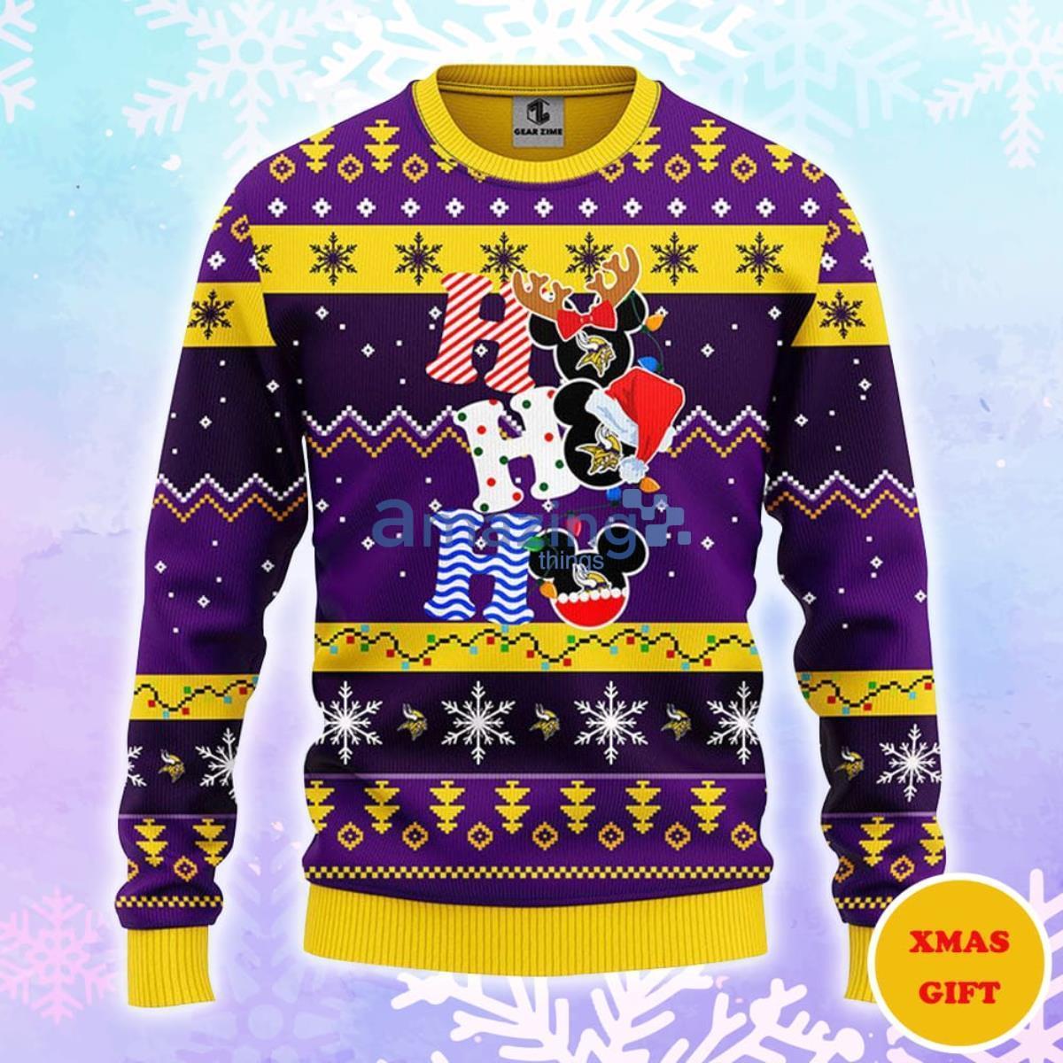 Minnesota Vikings HoHoHo Mickey Christmas AOP Sweater Product Photo 1