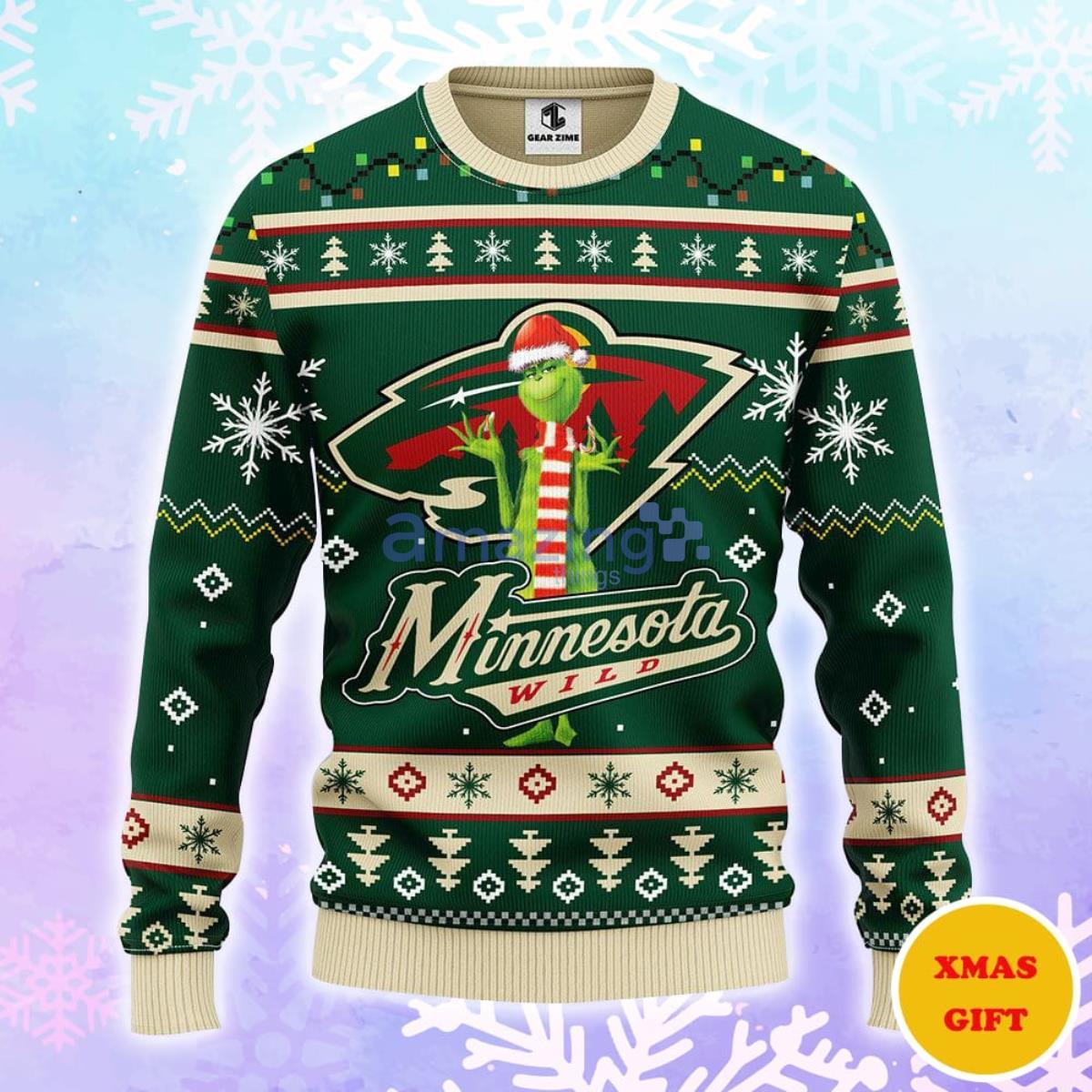 Minnesota Wild Funny Grinch Christmas AOP Sweater Product Photo 1