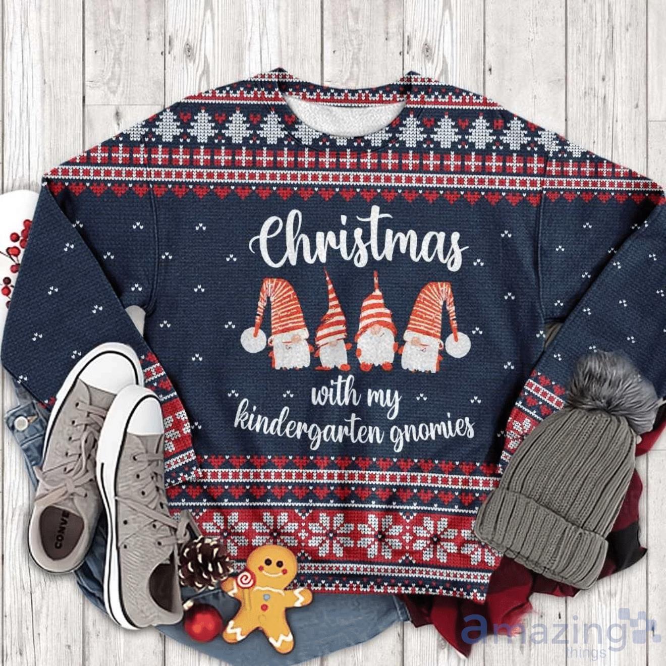 My Kindergarten Gnomies Teacher Ugly Sweater For Christmas Product Photo 1