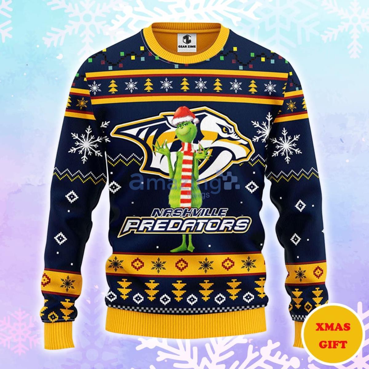 Nashville Predators Funny Grinch Christmas AOP Sweater Product Photo 1