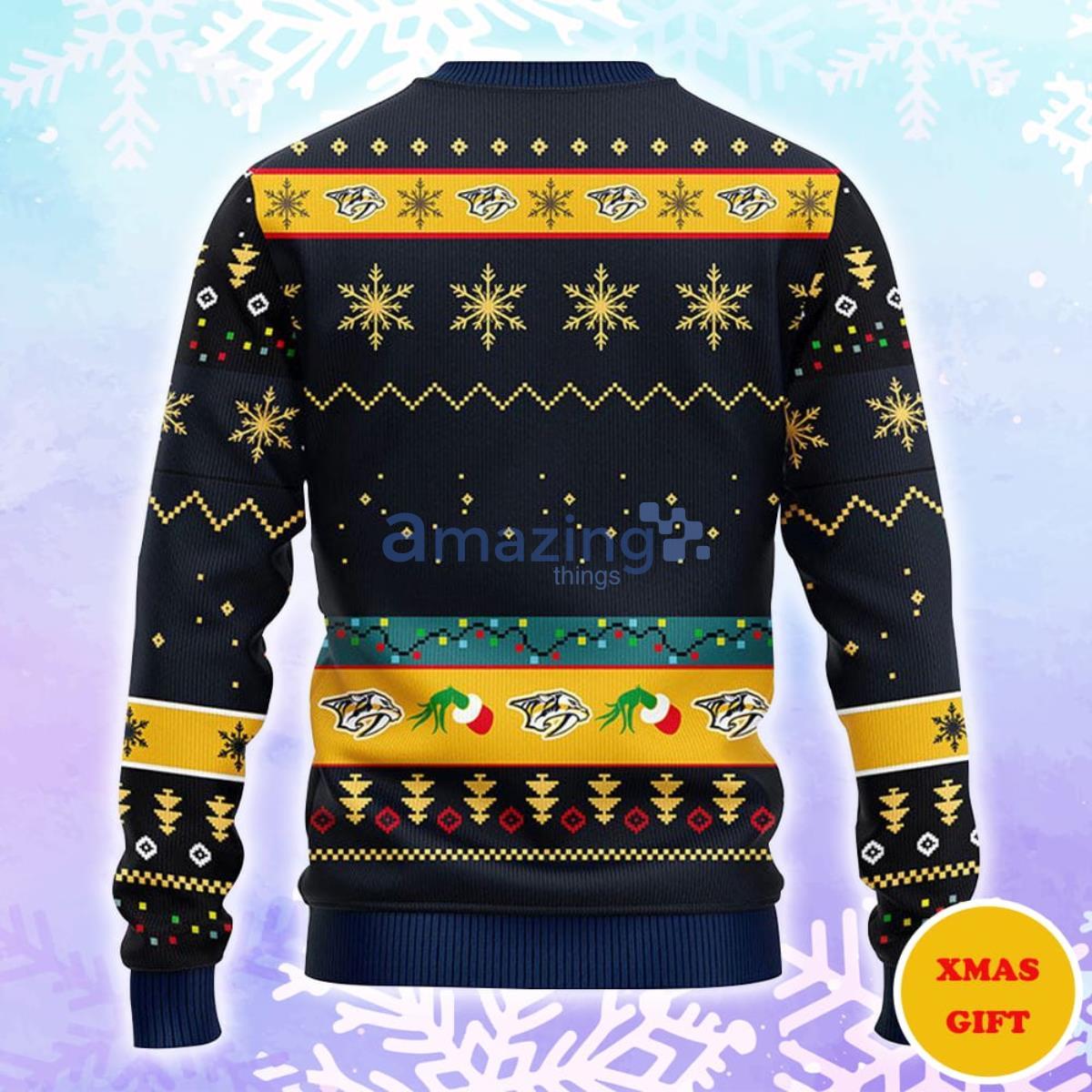 Nashville Predators Grinch Christmas AOP Sweater image Nashville Predators Grinch Christmas AOP Sweater Product Photo 2