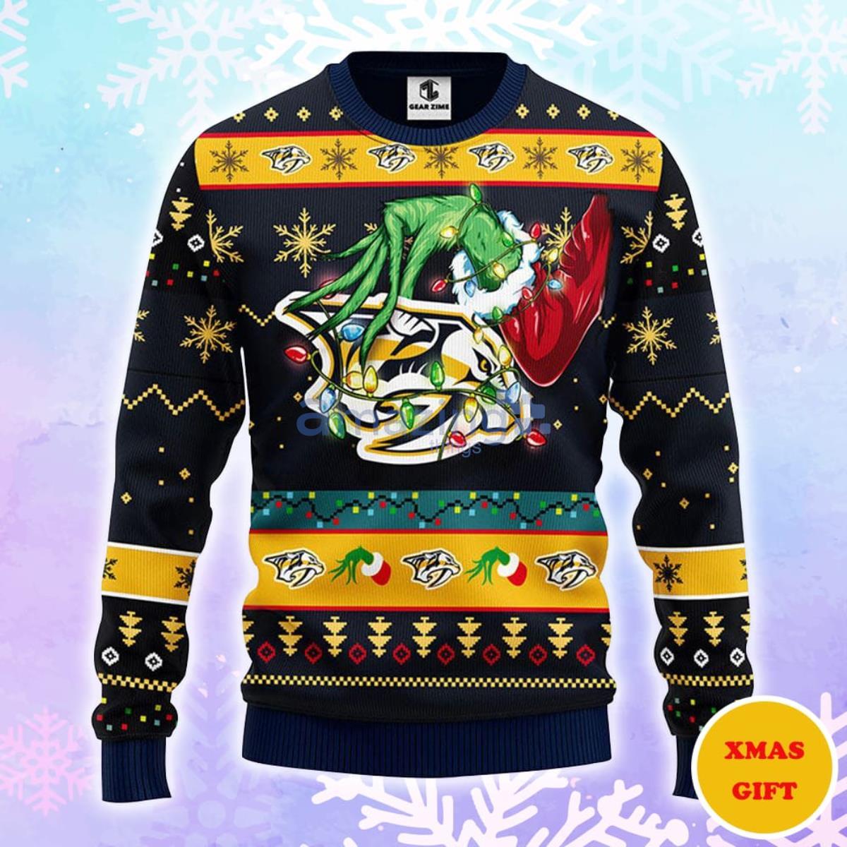 Nashville Predators Grinch Christmas AOP Sweater Product Photo 1