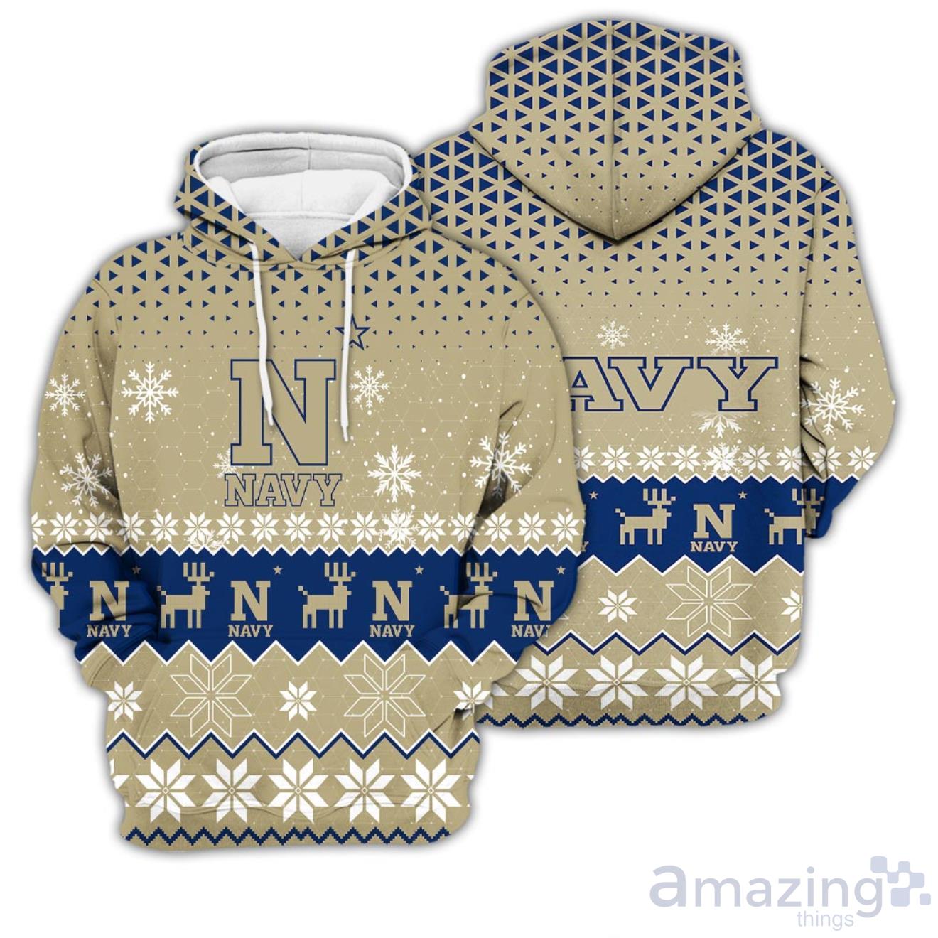 Navy Midshipmen Sports 3D Hoodie Christmas Sweater Product Photo 1
