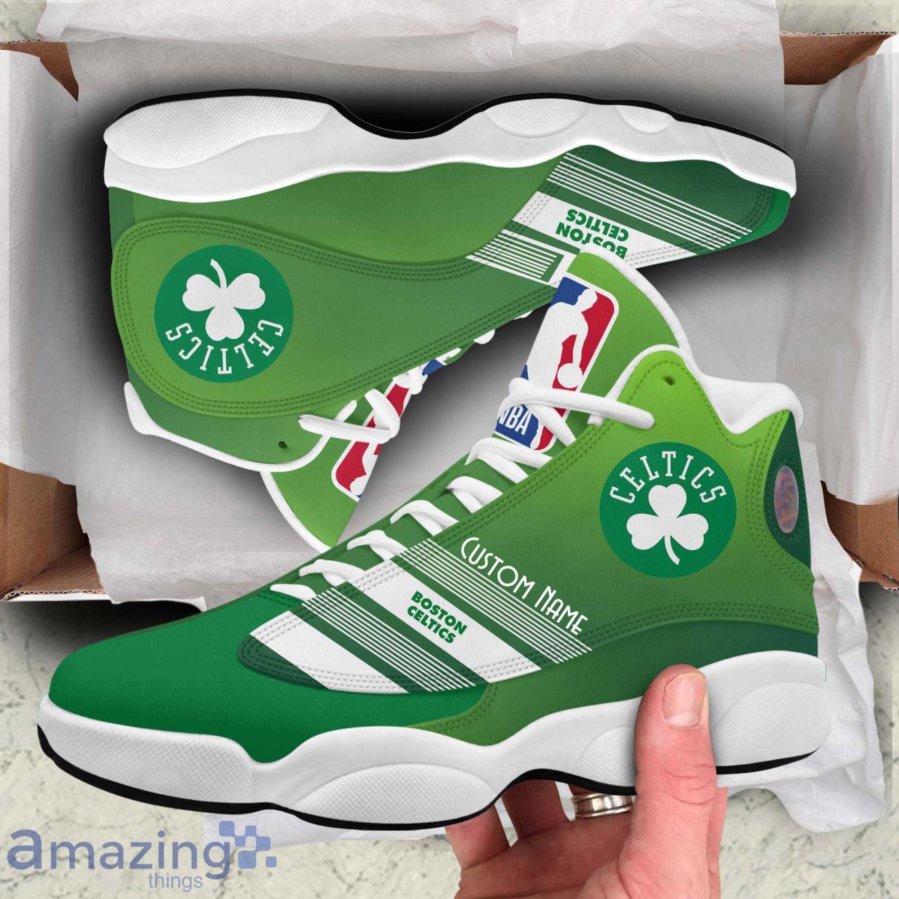 NBA Boston Celtics Air Jordan 13 Gradient Lines Custom Name Shoes