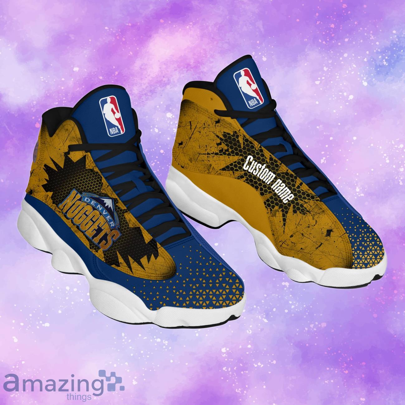 NBA Denver Nuggets Air Jordan 13 Custom Name Bee Shoes - Freedomdesign