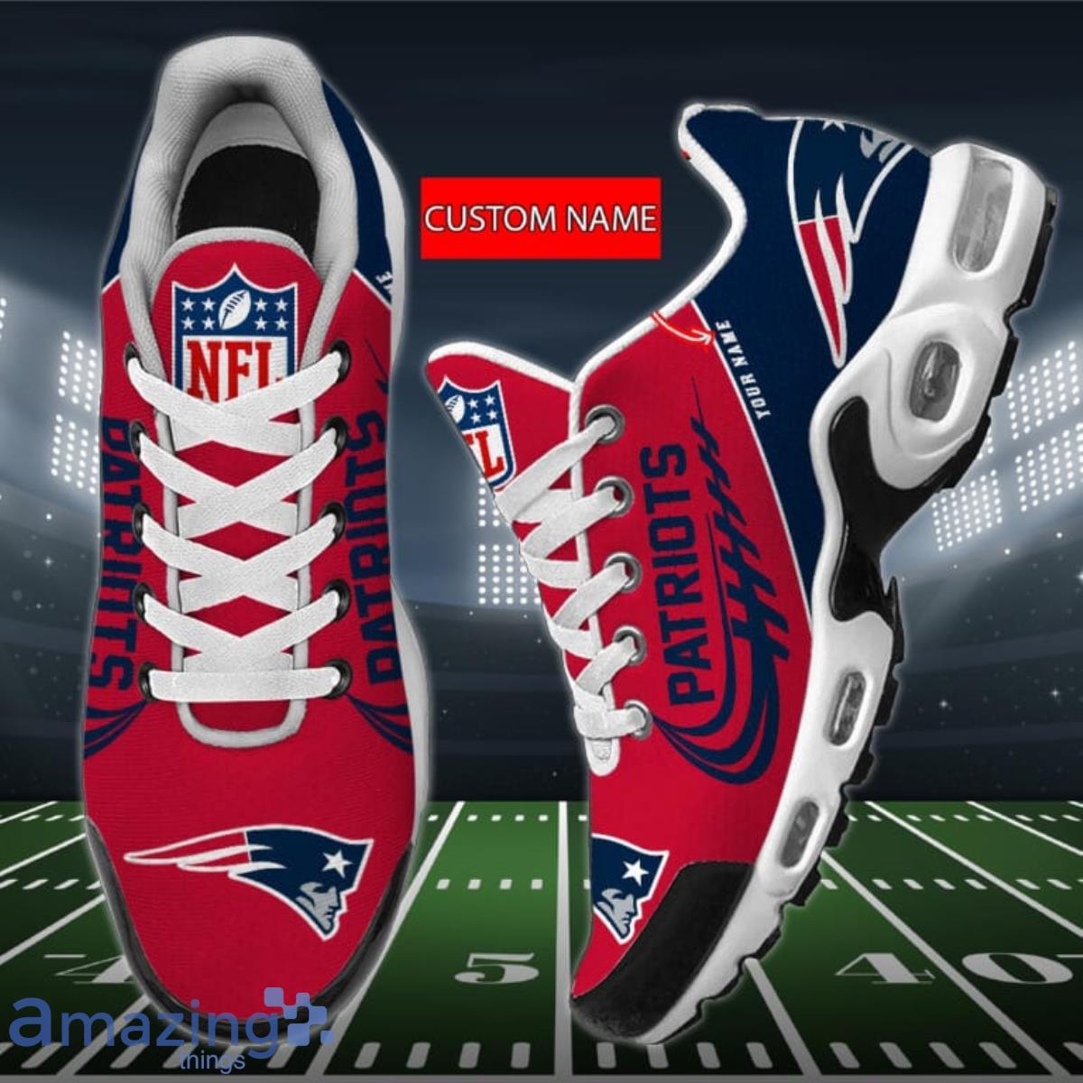 Custom Name New England Patriots Logo Air Cushion Sports Shoes Perfect Gift  For NFL Fans - Banantees