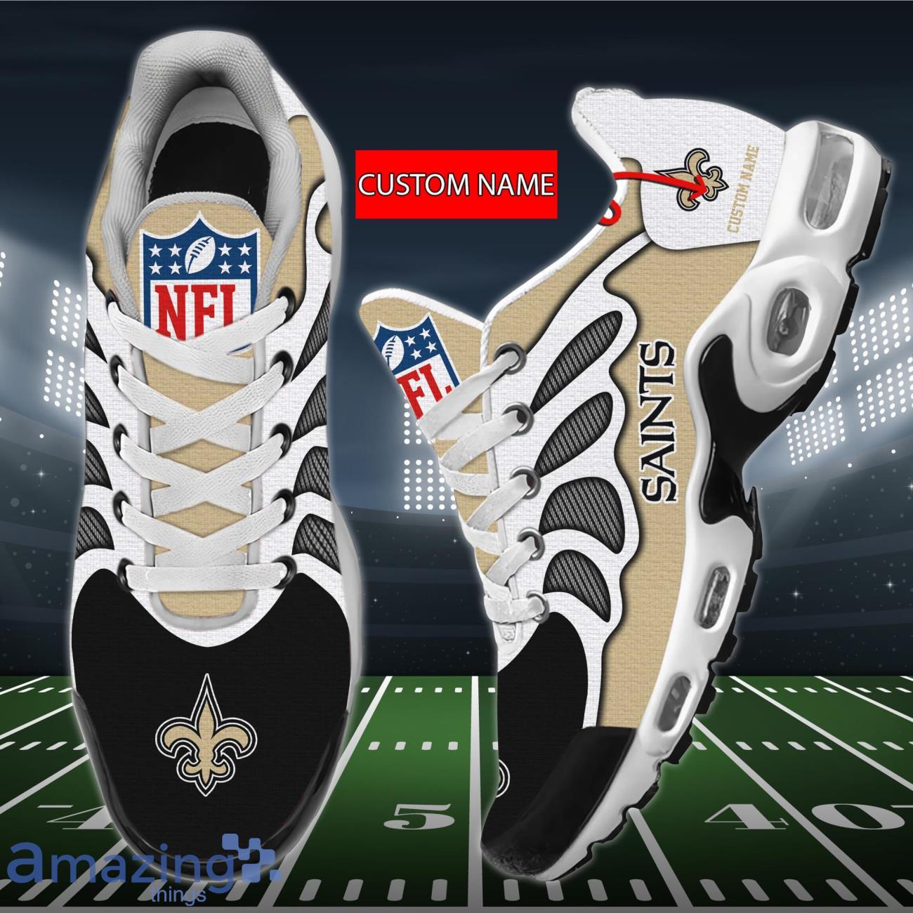 New Orleans Saints 3D Air Cushion Sports Shoes Custom Name For Fans NFL Product Photo 1