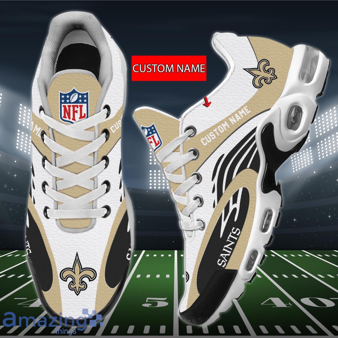 New Orleans Saints NFL 3D Air Cushion Sports Shoes Custom Name Product Photo 1 New Orleans Saints NFL 3D Air Cushion Sports Shoes Custom Name Product Photo 1