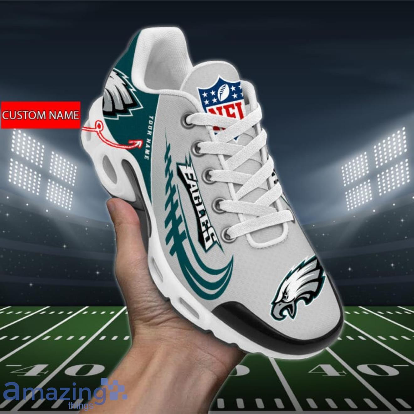 Custom Name Philadelphia Eagles New Logo Air Cushion Sports Shoes Men Women  - Banantees