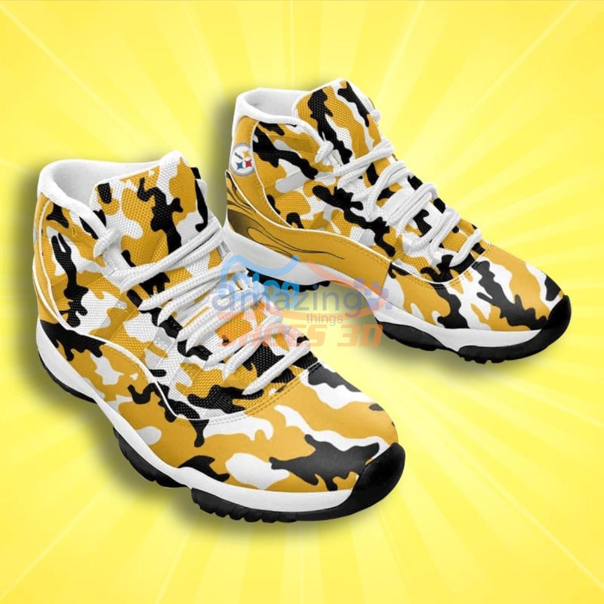 Pittsburgh Steelers Camo Pattern Air Jordan 11 Shoes For Men Women