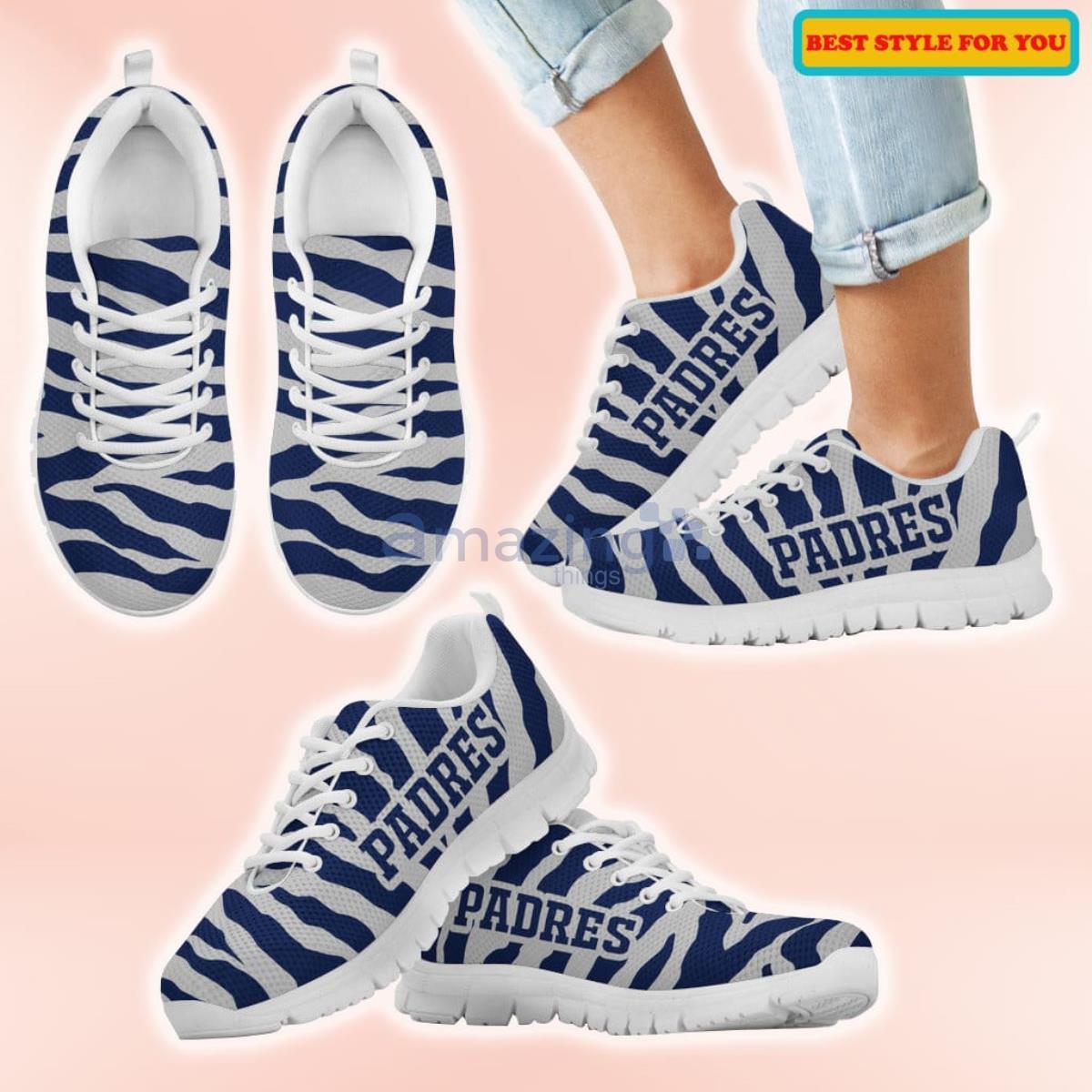 San Diego Padres Tiger Skin Stripes Pattern Printed Casual Sneakers For Sport Fans image San Diego Padres Tiger Skin Stripes Pattern Printed Casual Sneakers For Sport Fans Product Photo 2