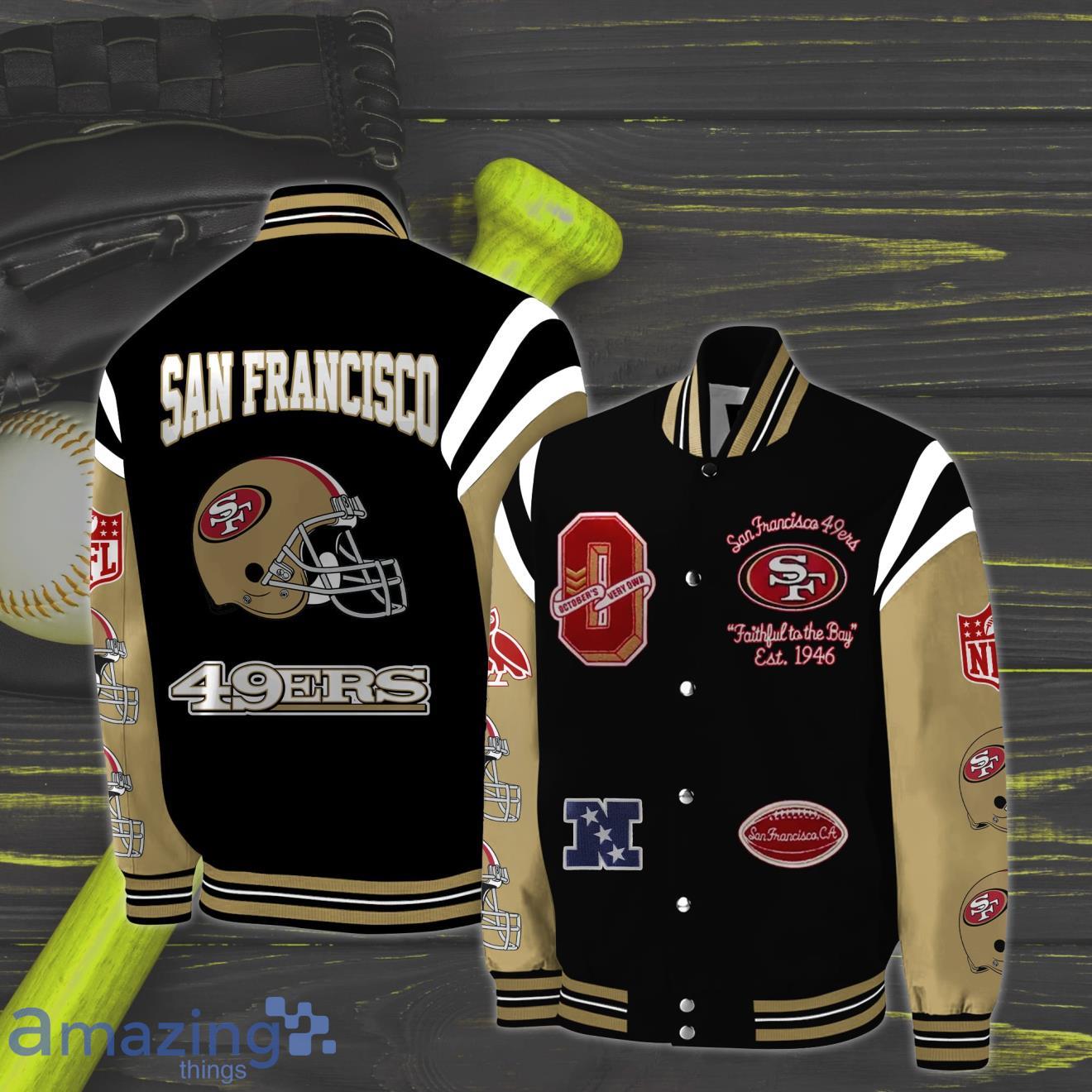 San Francisco 49ers Womens Outfits Casual Cropped Varsity Jacket