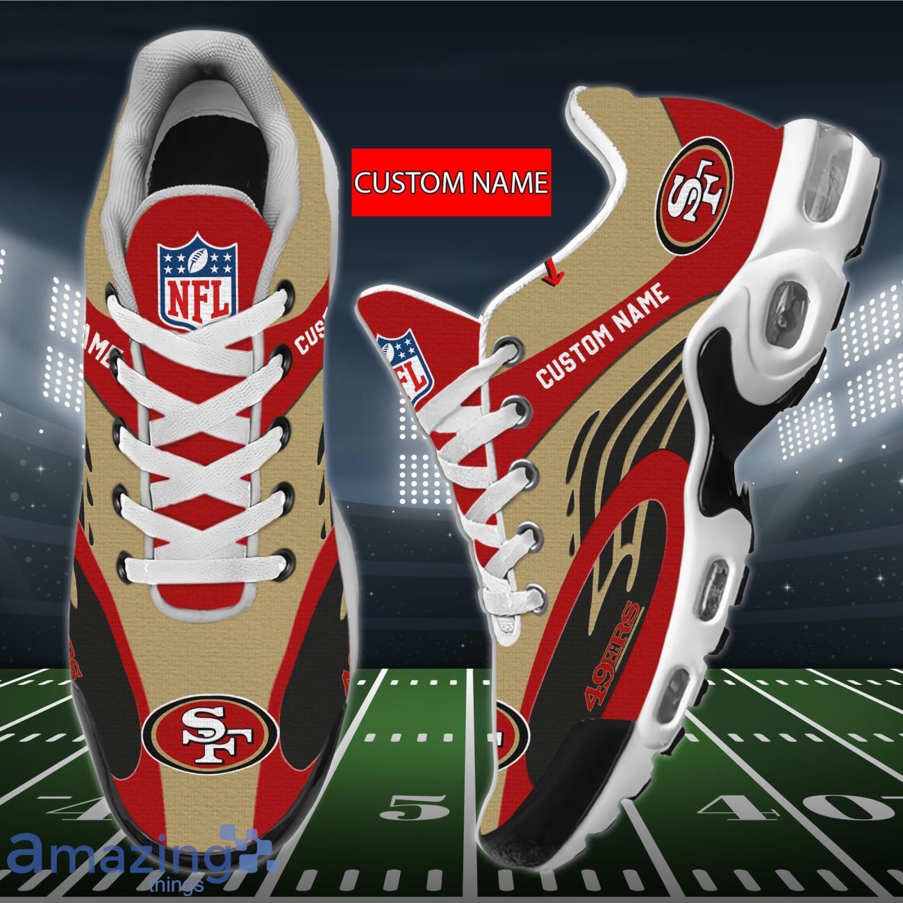 Custom Name San Francisco 49ers New Logo Air Cushion Sports Shoes