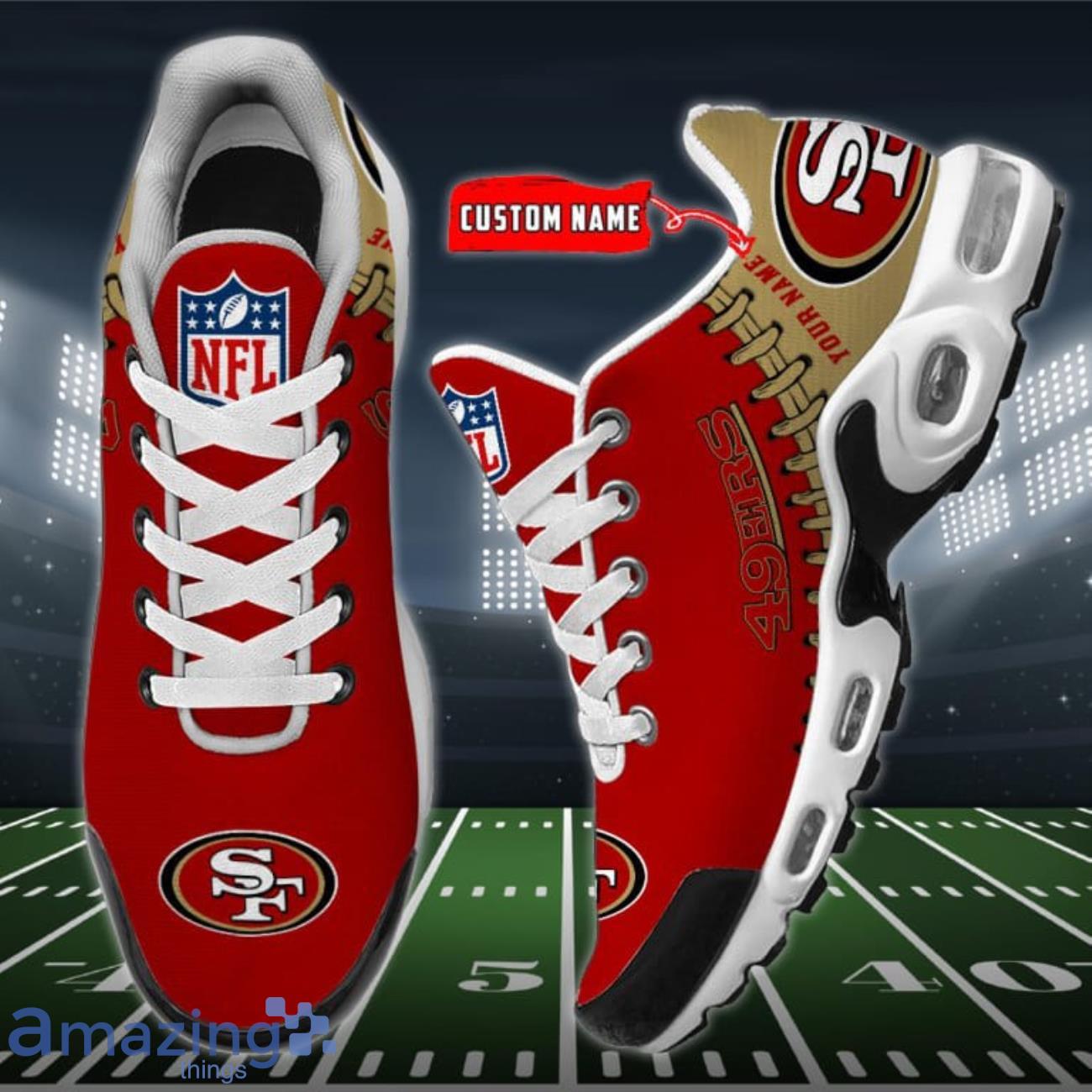 Custom Name San Francisco 49ers New Logo Air Cushion Sports Shoes Men Women  - Freedomdesign