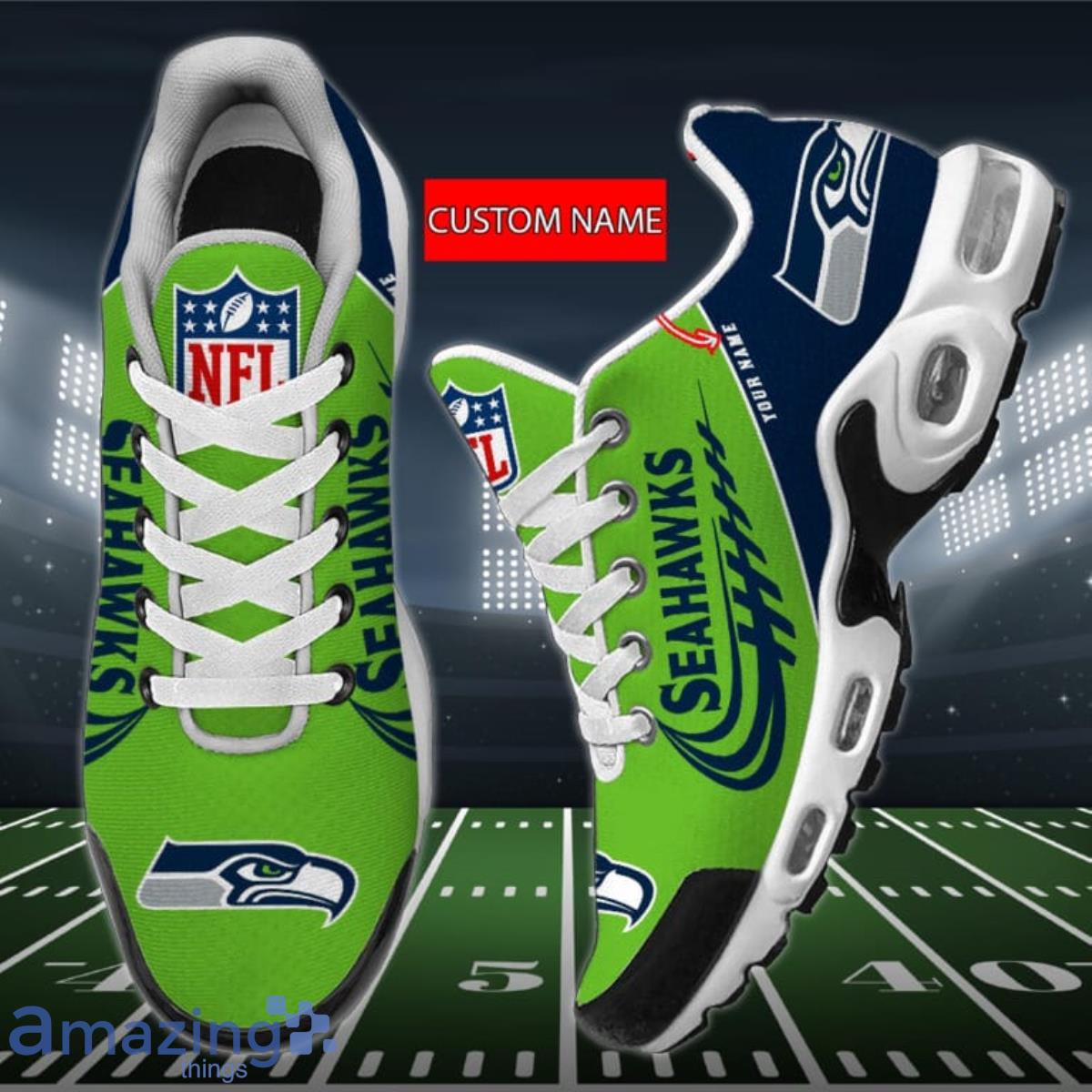 Seattle Seahawks 3D Air Cushion Sports Shoes Custom Name For Fans NFL